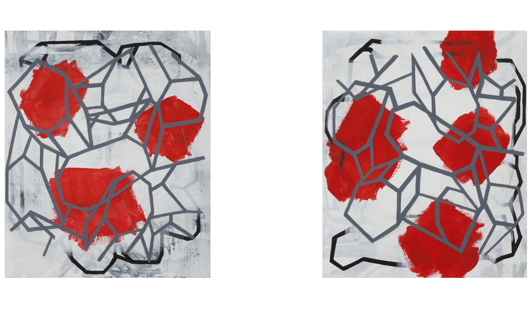 "Untitled" - "Untitled", 2015, Acryl on canvas, 55 x 46 cm each