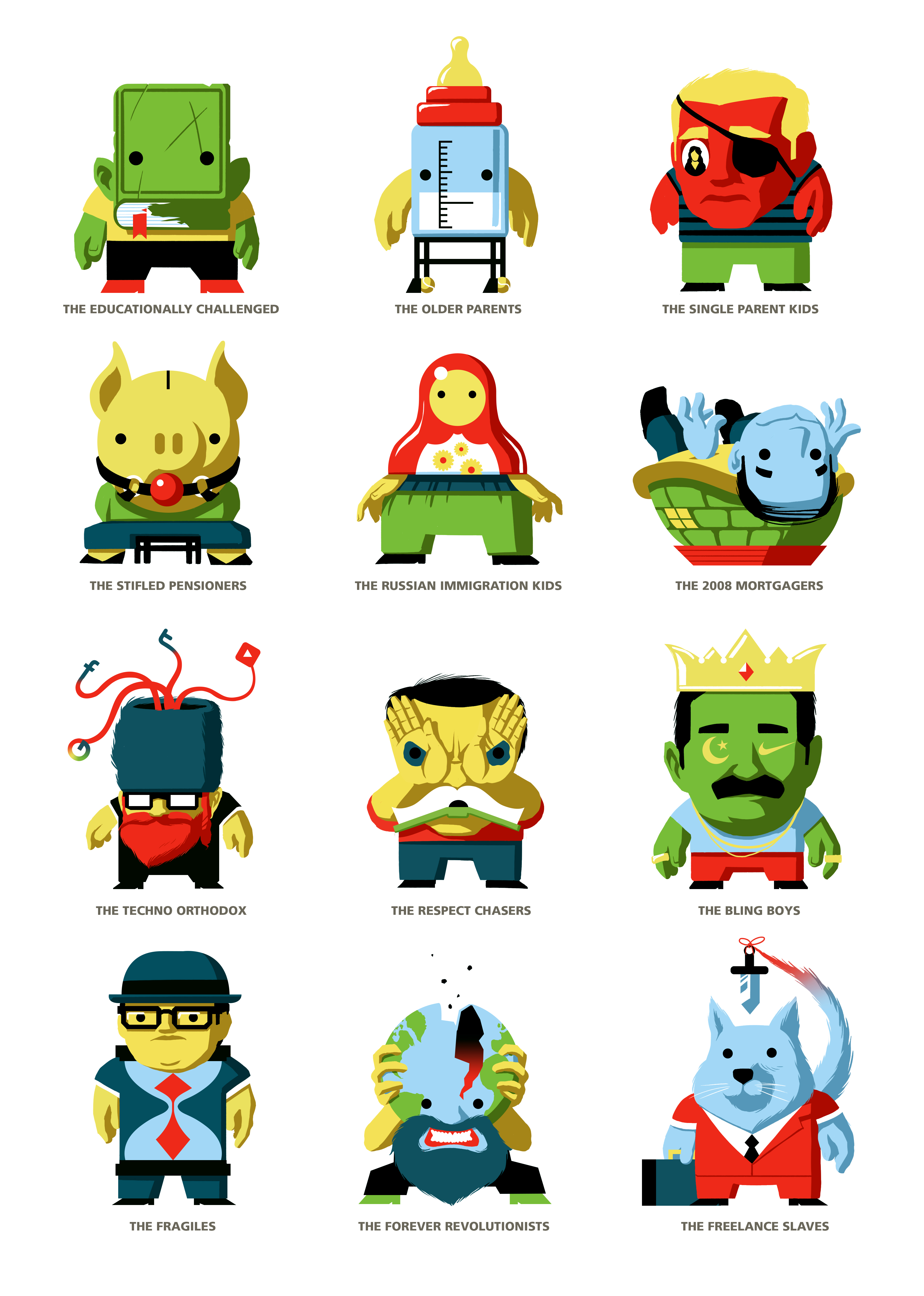 Cover illustration for an issue of Calcalist investigating the new hierarchy within the middle class in Israel. Calcalist. December 28th, 2016.