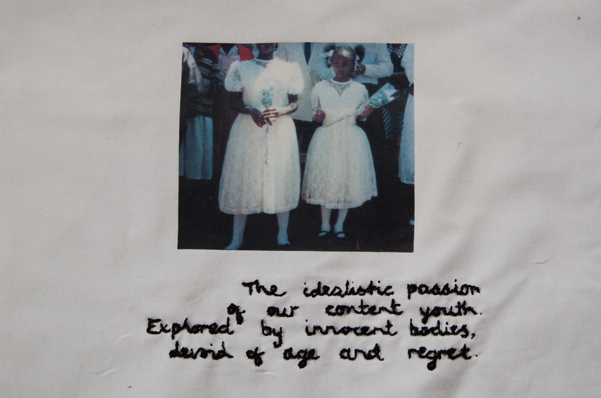 Wanja Kimani, Borrowed intimacy, 2013, UK, mixed media (embroidery & print on cotton dill) 3/8