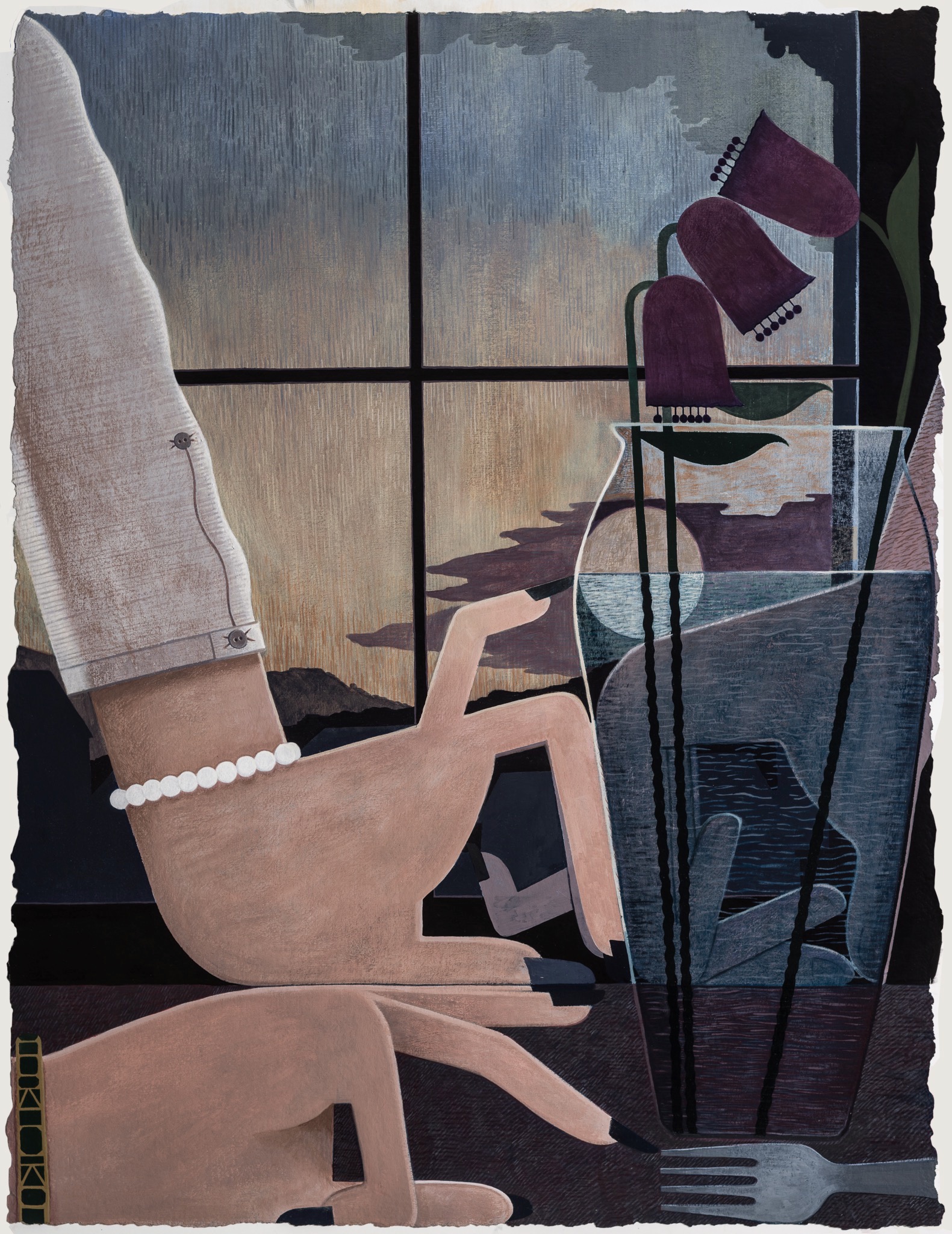 The Touch, acrylic on paper, 22" x 30"