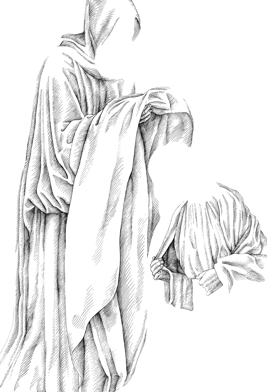 Role/Robe, 2018, ink on Bristol board, 47 x 32 cm. 
