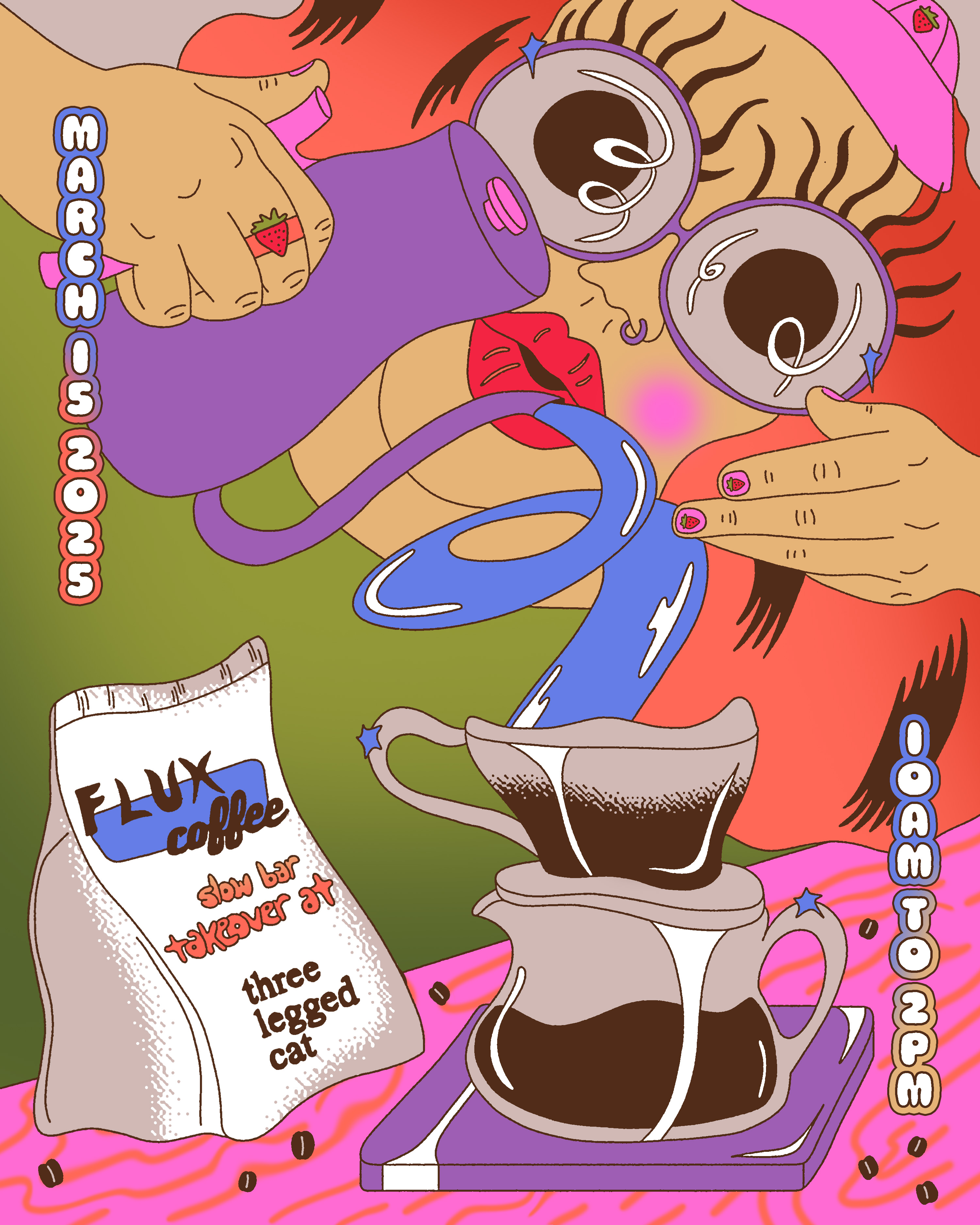 Flux Coffee x three legged cat Flyer, Digital, 2025