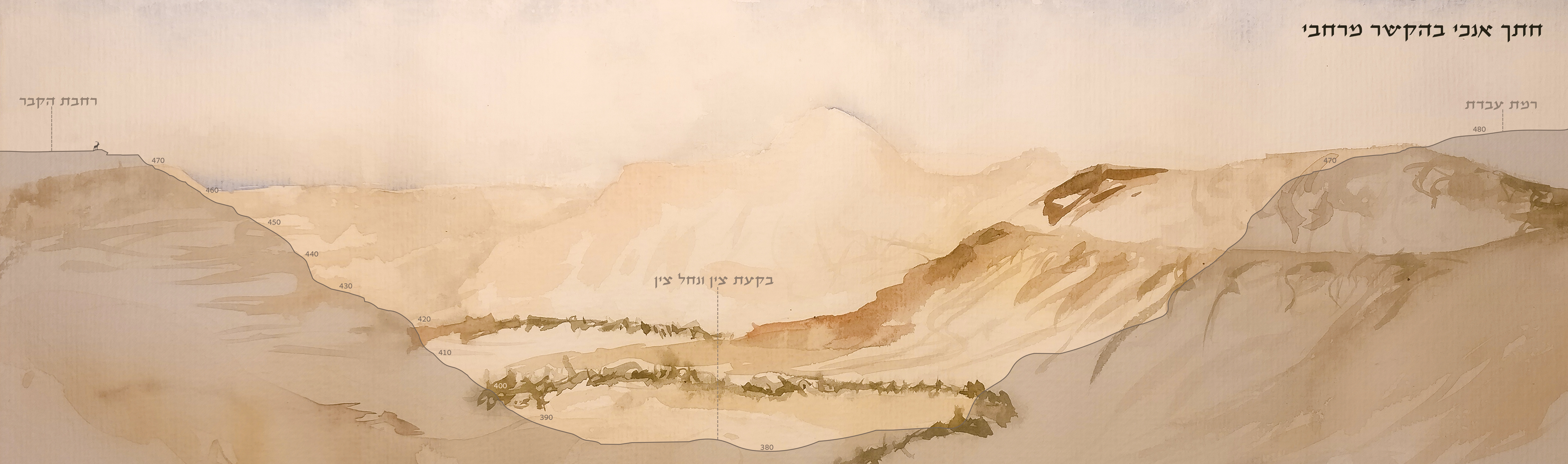 Studio 1 - Ben Gurion tomb. Digital edit on watercolor painting