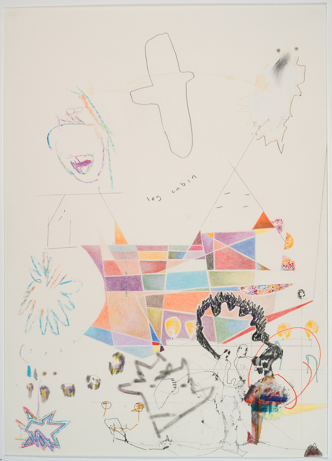 log cabin  Ink, graphite, colored pencil and crayon on paper.   2016 - 17 x 12