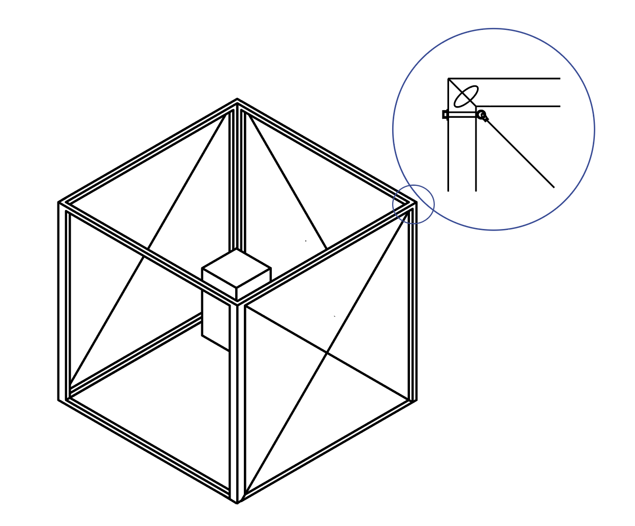 Construction detail of the cube.