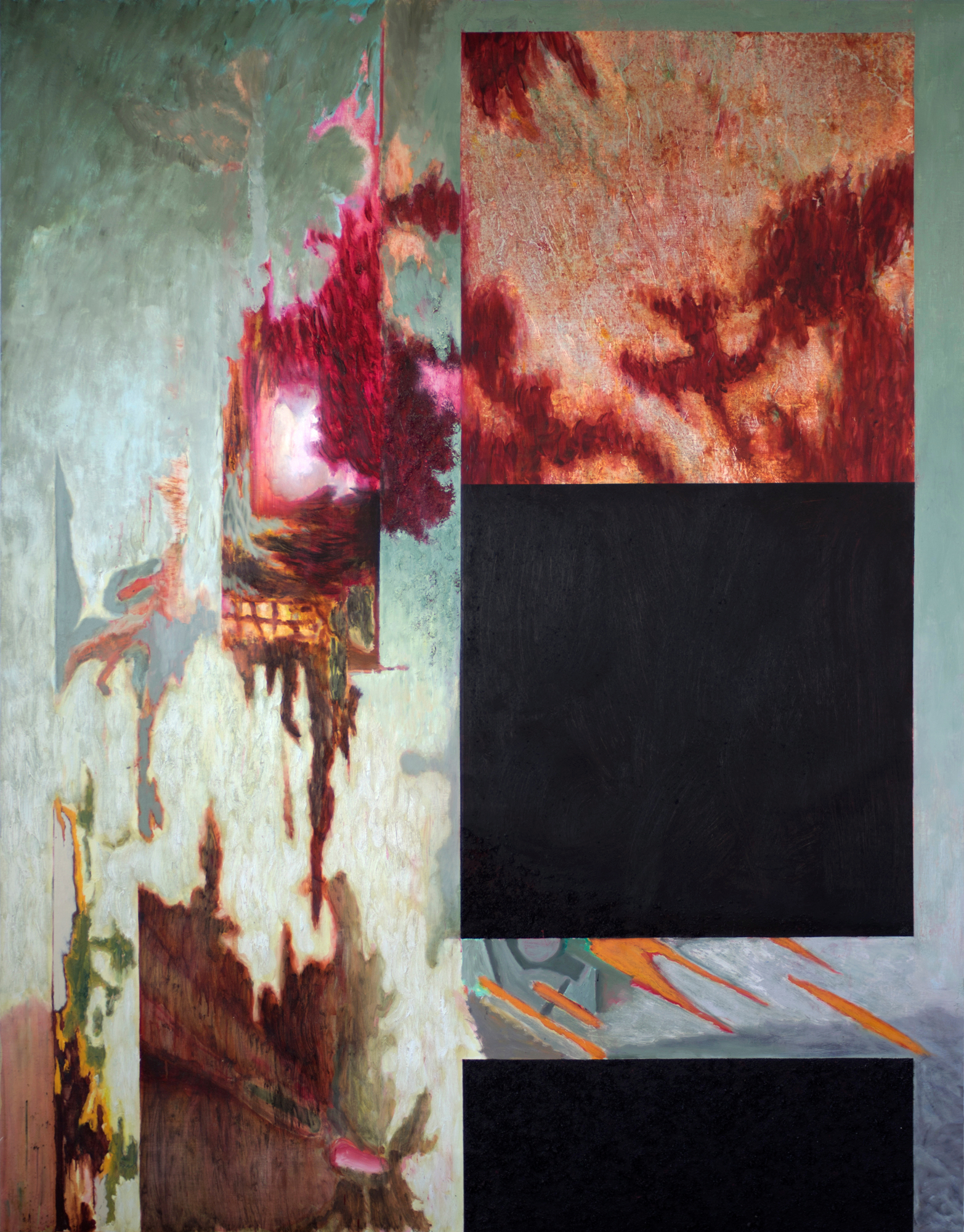 Old math IV, oil and sawdust on linen, 230x180 cm, 2019