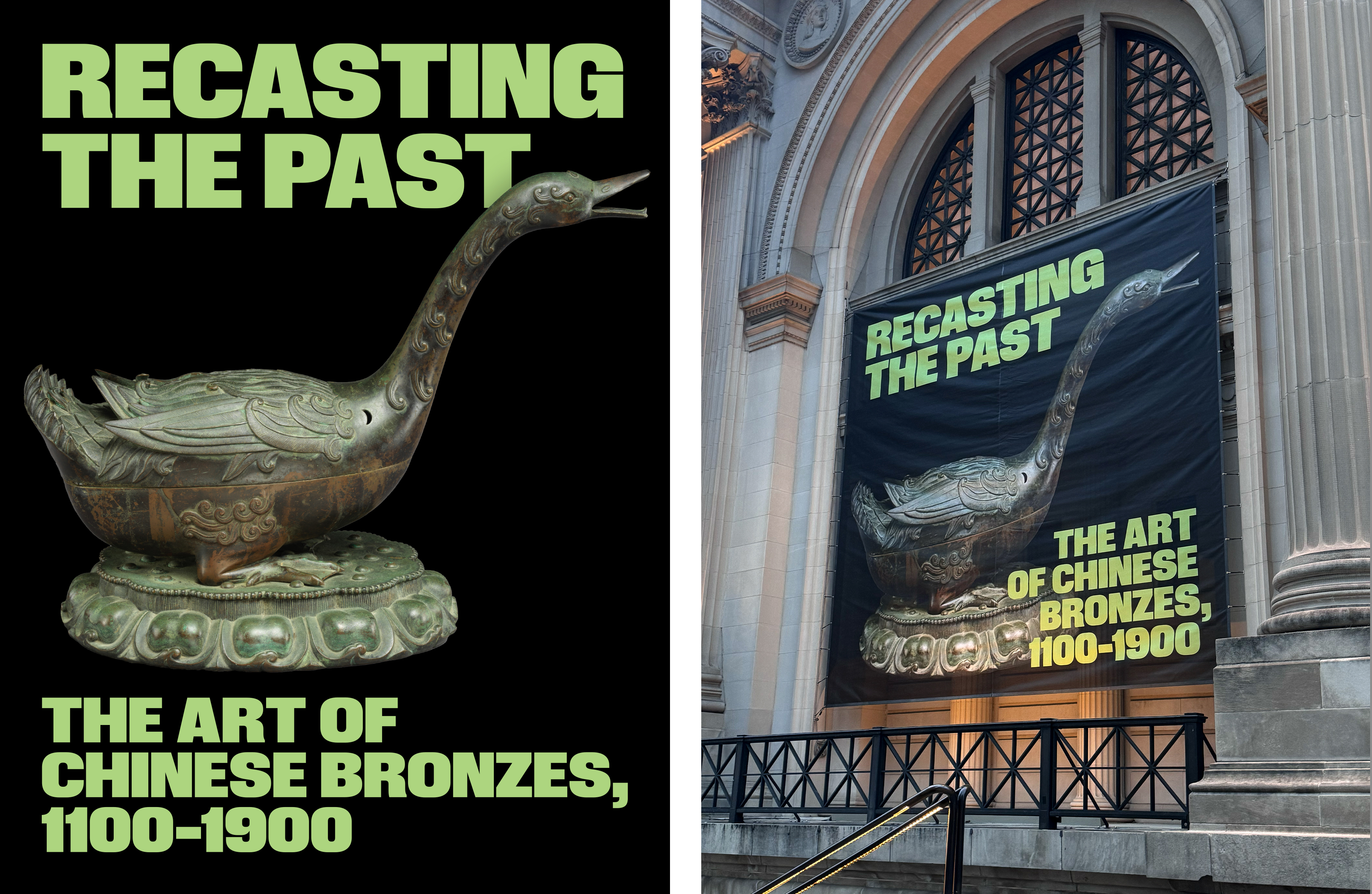 Promotional design identity & banner for the exhibition on the Met façade.
