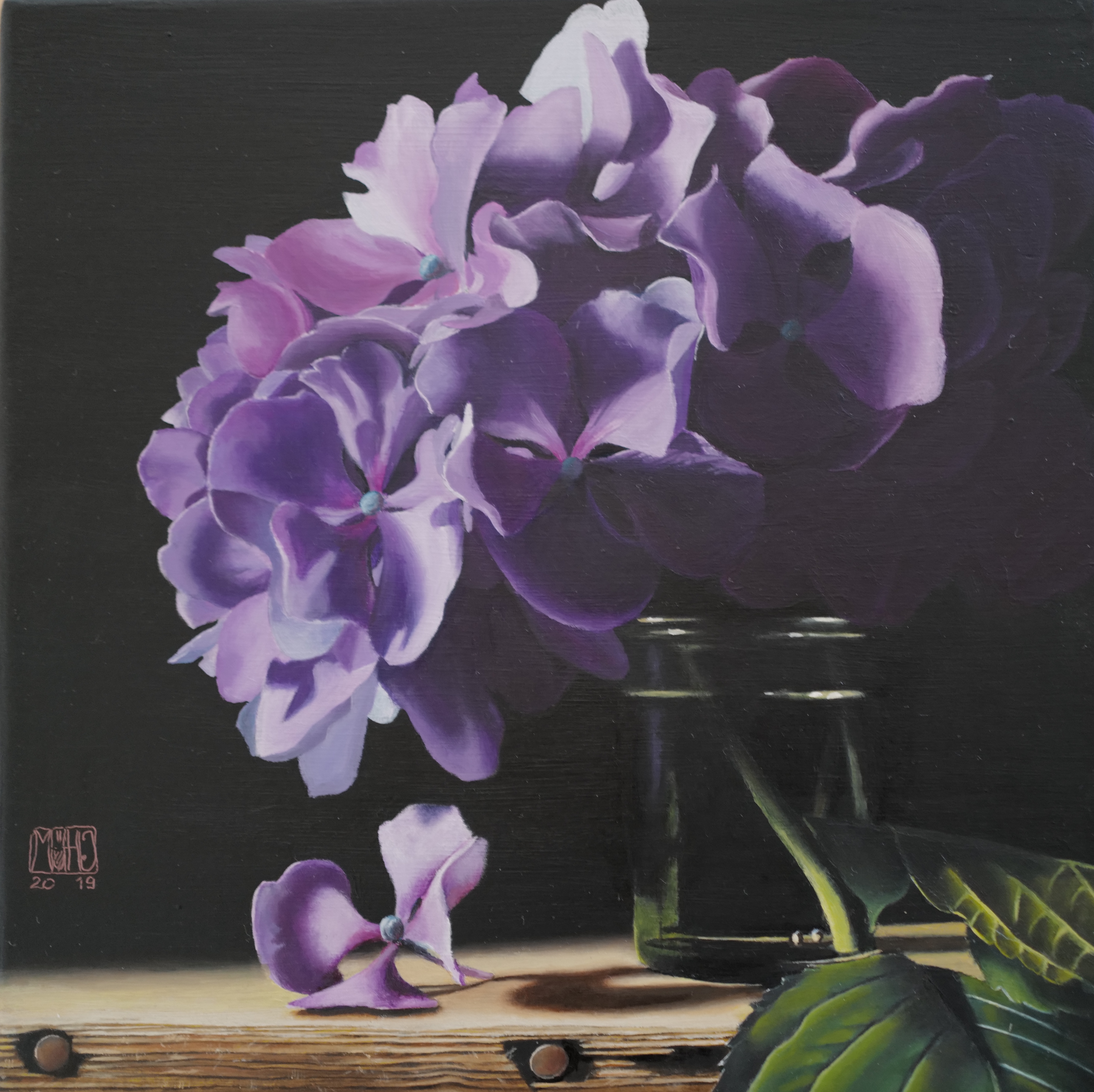 472–Hortensien im Glas20×20 cmÖl auf Leinwand2019/20︎ Bild kaufen