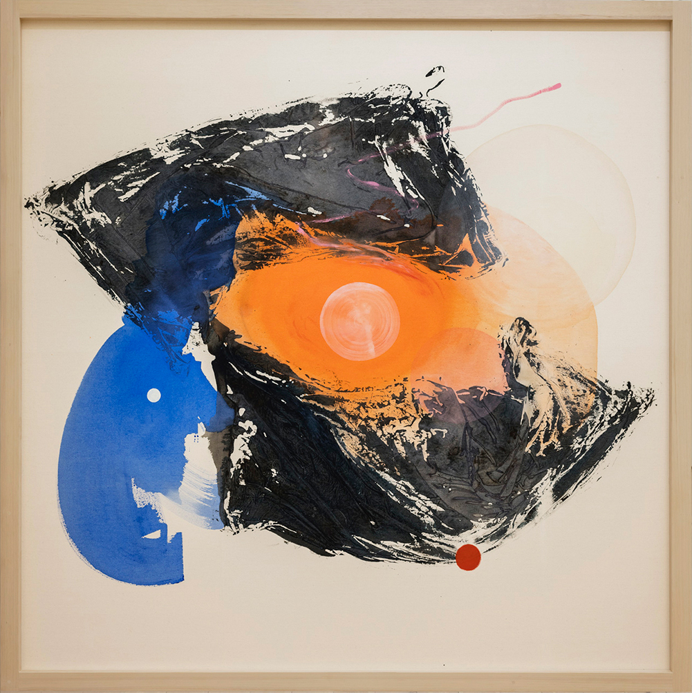 Installing Allusions Revisited - Memory, Body, Material, and Folds akryl på duk, 200x200cm, 2022 | Foto: Patrik Lindell