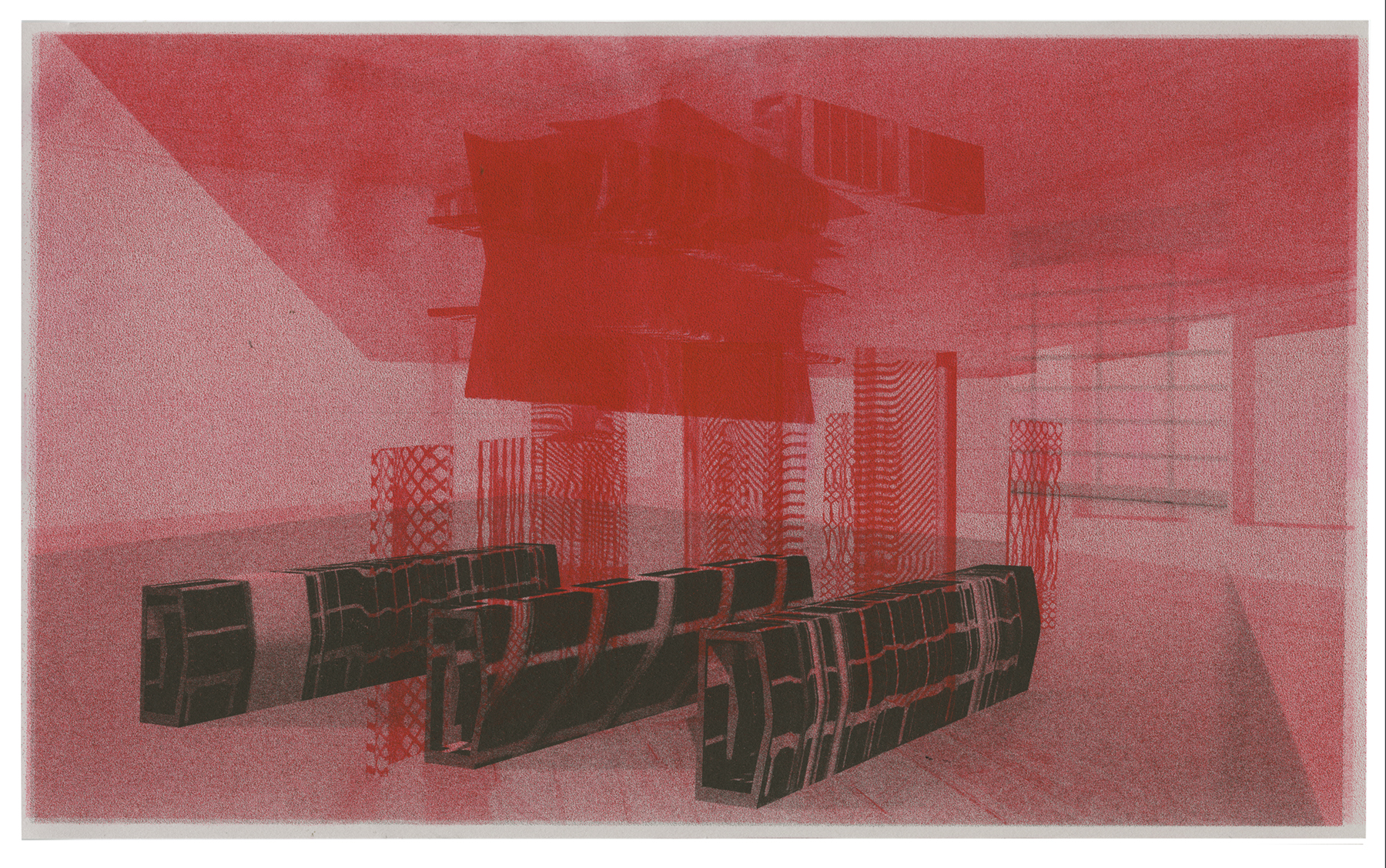 Drawing for Sculpture, (layers), 2015 risograph print, 8.5x14 inches