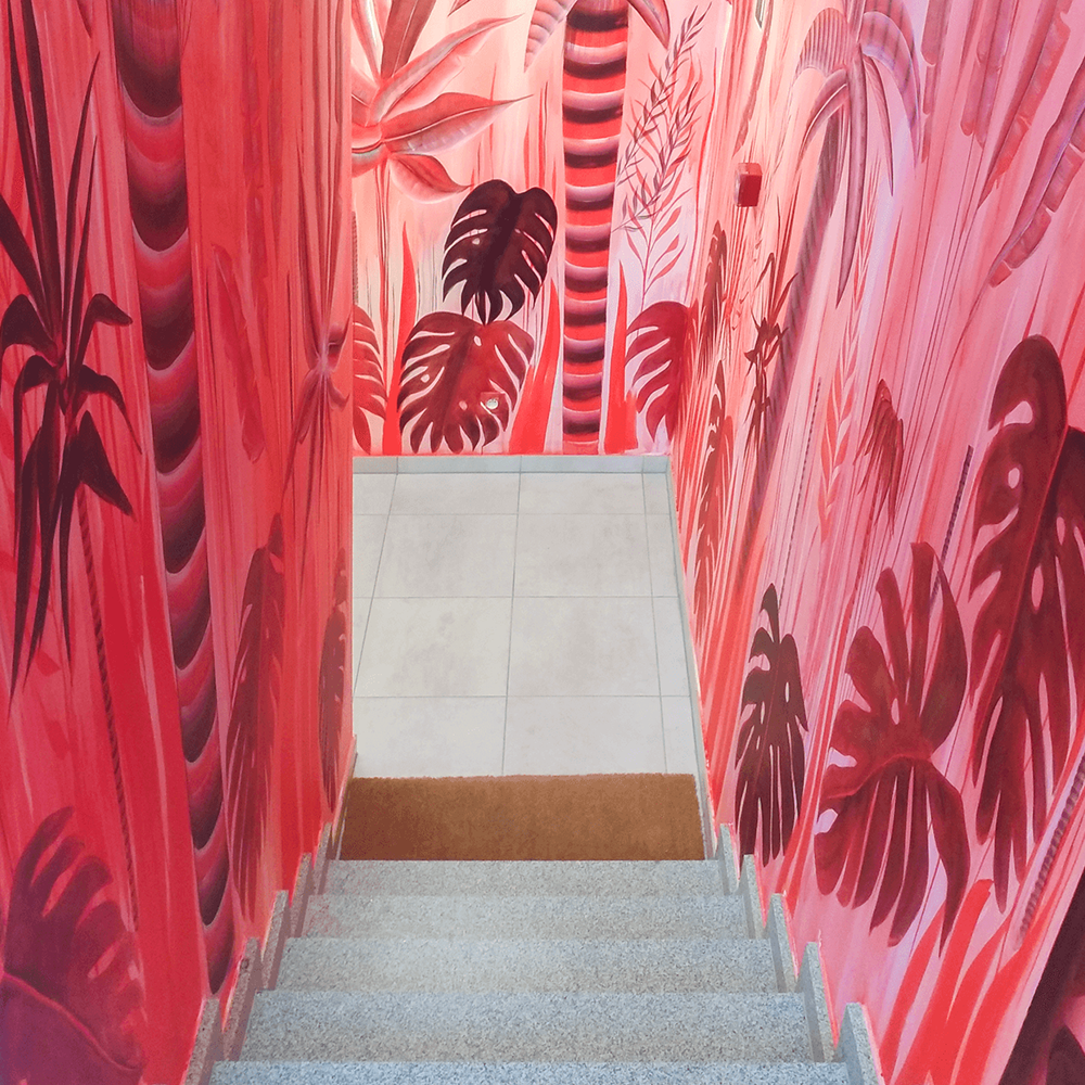 Muurschildering trappengang