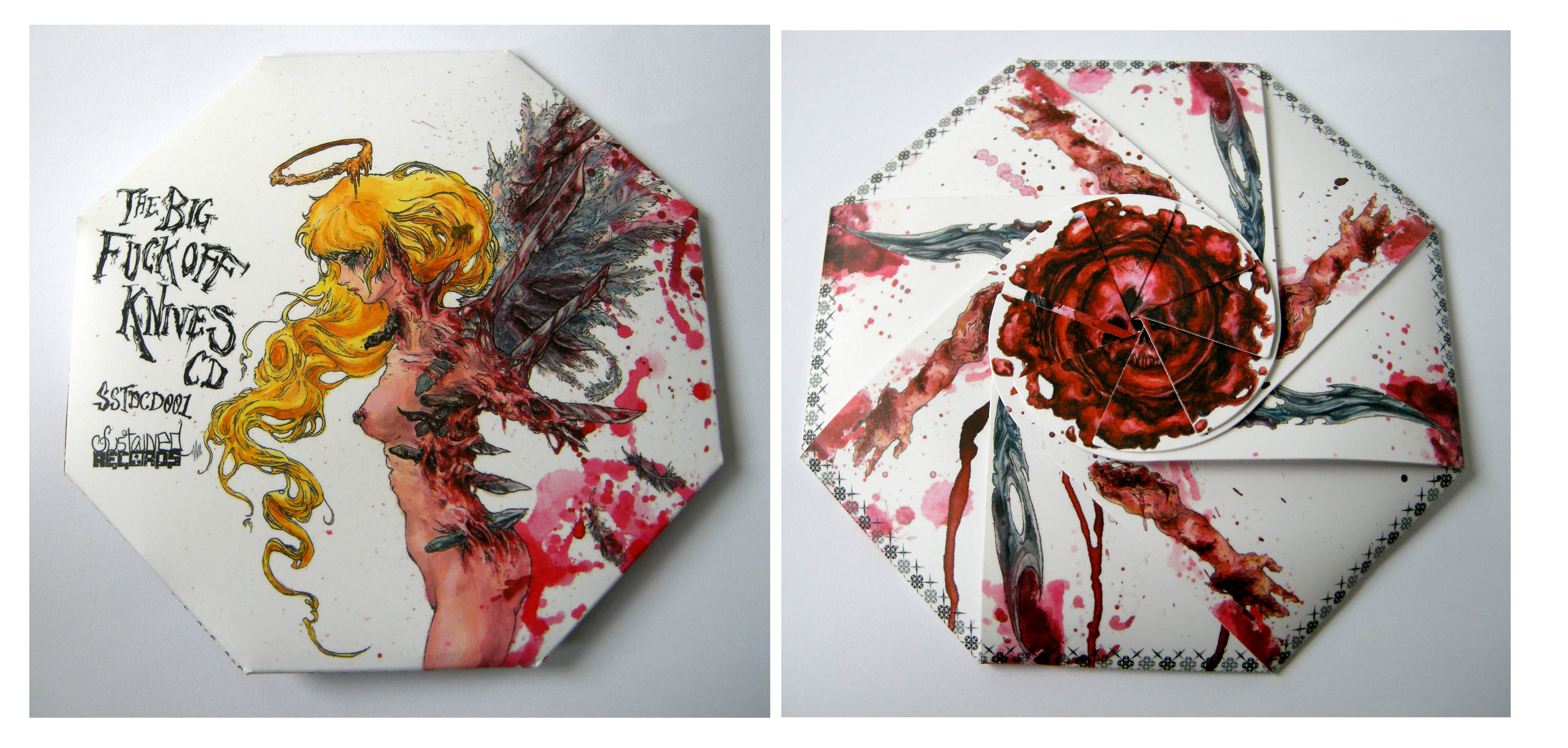  Sustained Records "Big Fuck Off Knives" CD design.