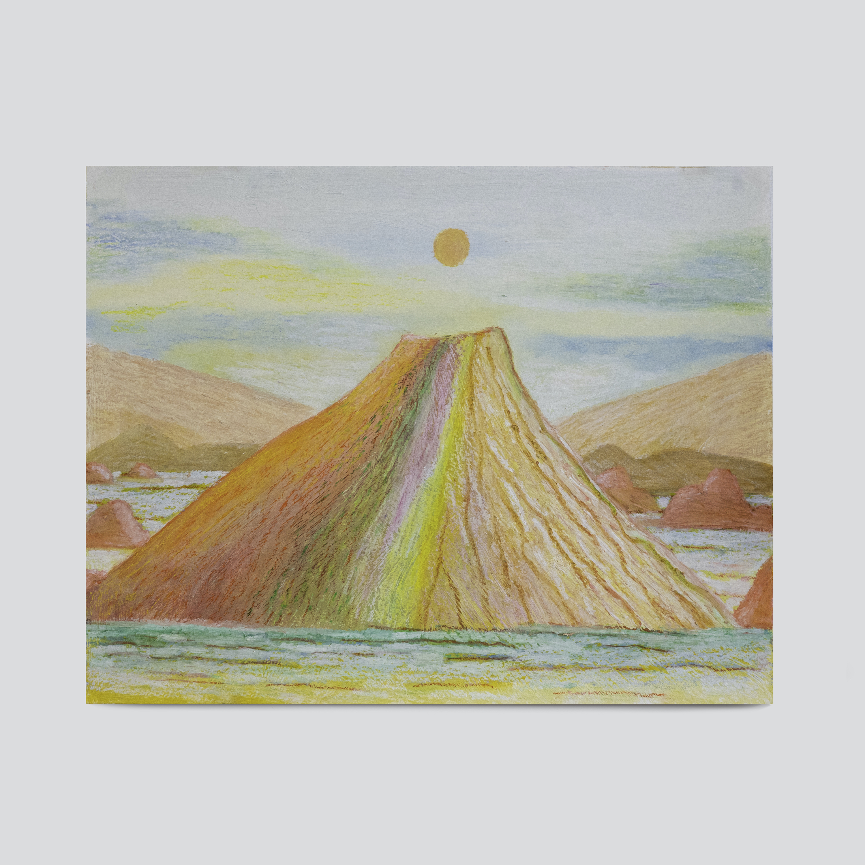 Cracking, 2023, acrylic and oil pastel on paper, 11 x 14 inches.