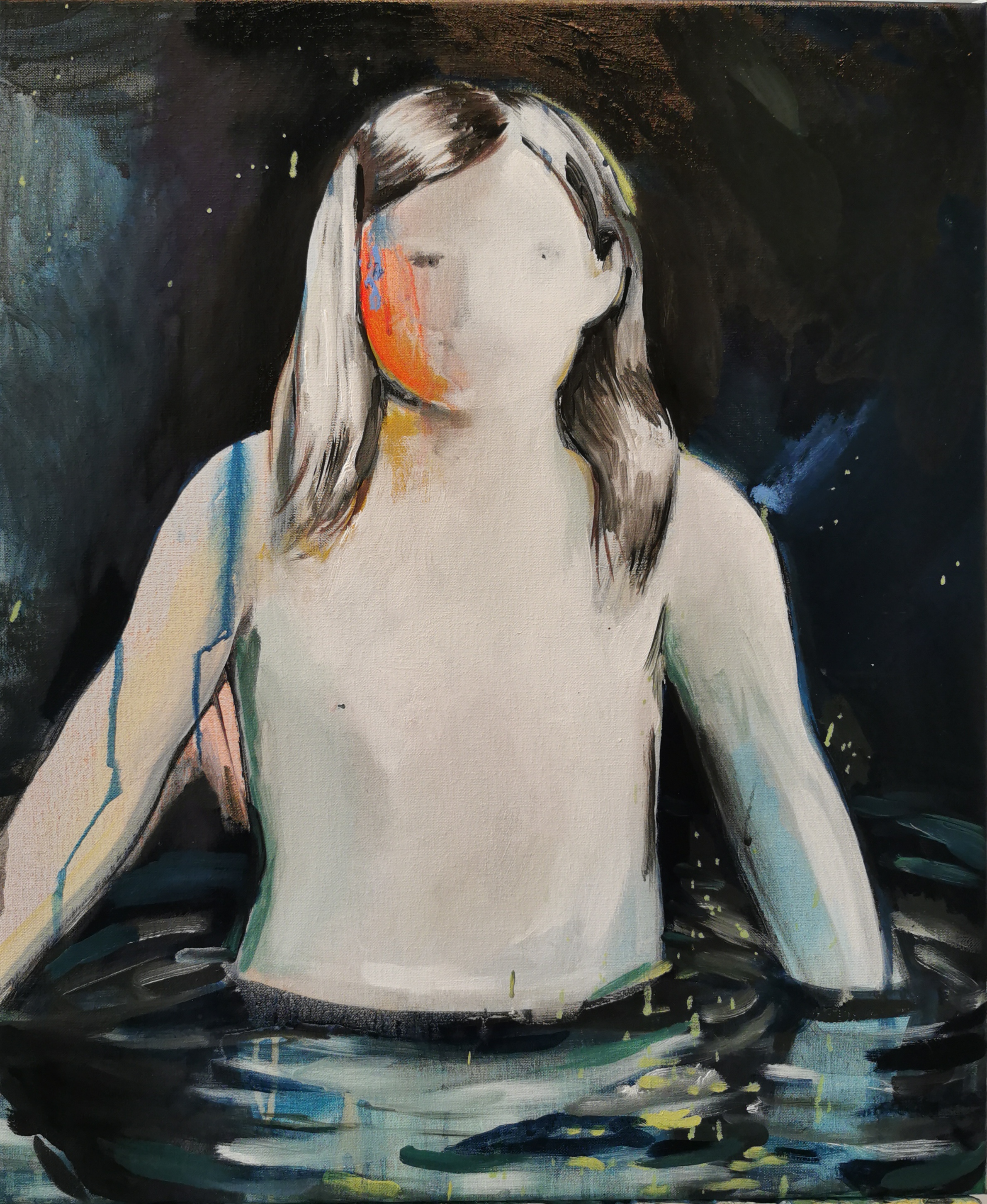 In the water, acrylic and oil on canvas, 60/50 cm