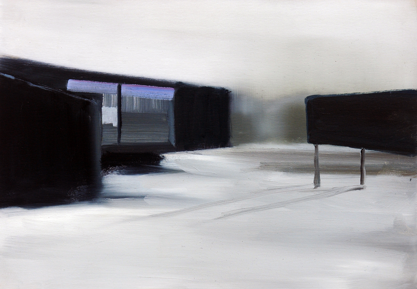 Snow Villa Oil on paper 20x30 cm 2010, Photographed by Shay Halevi