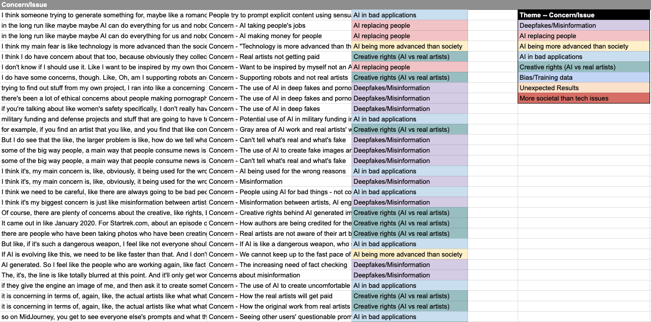 Interview Codes - Concerns/Issues
