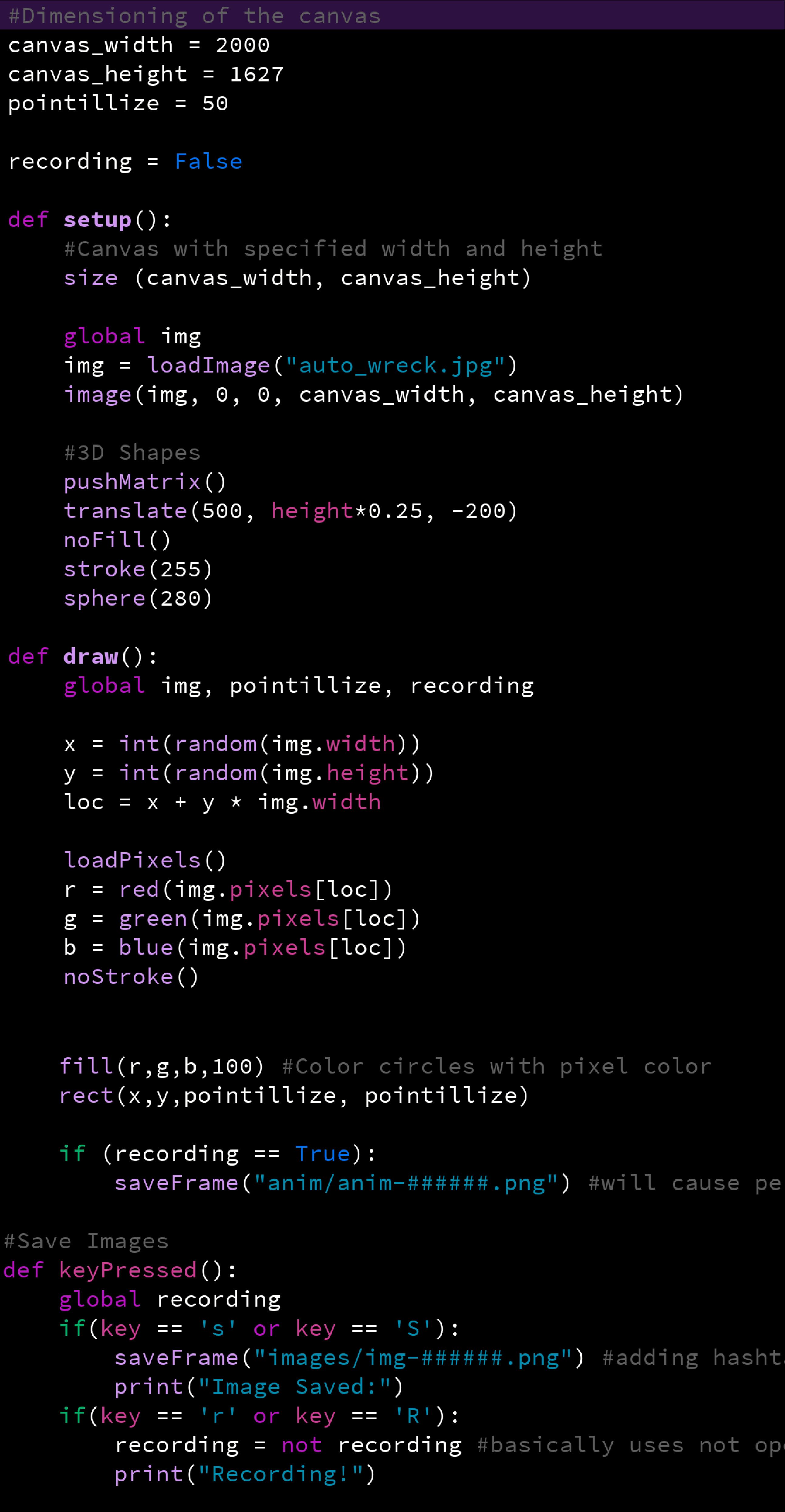 An exhaustive code view.