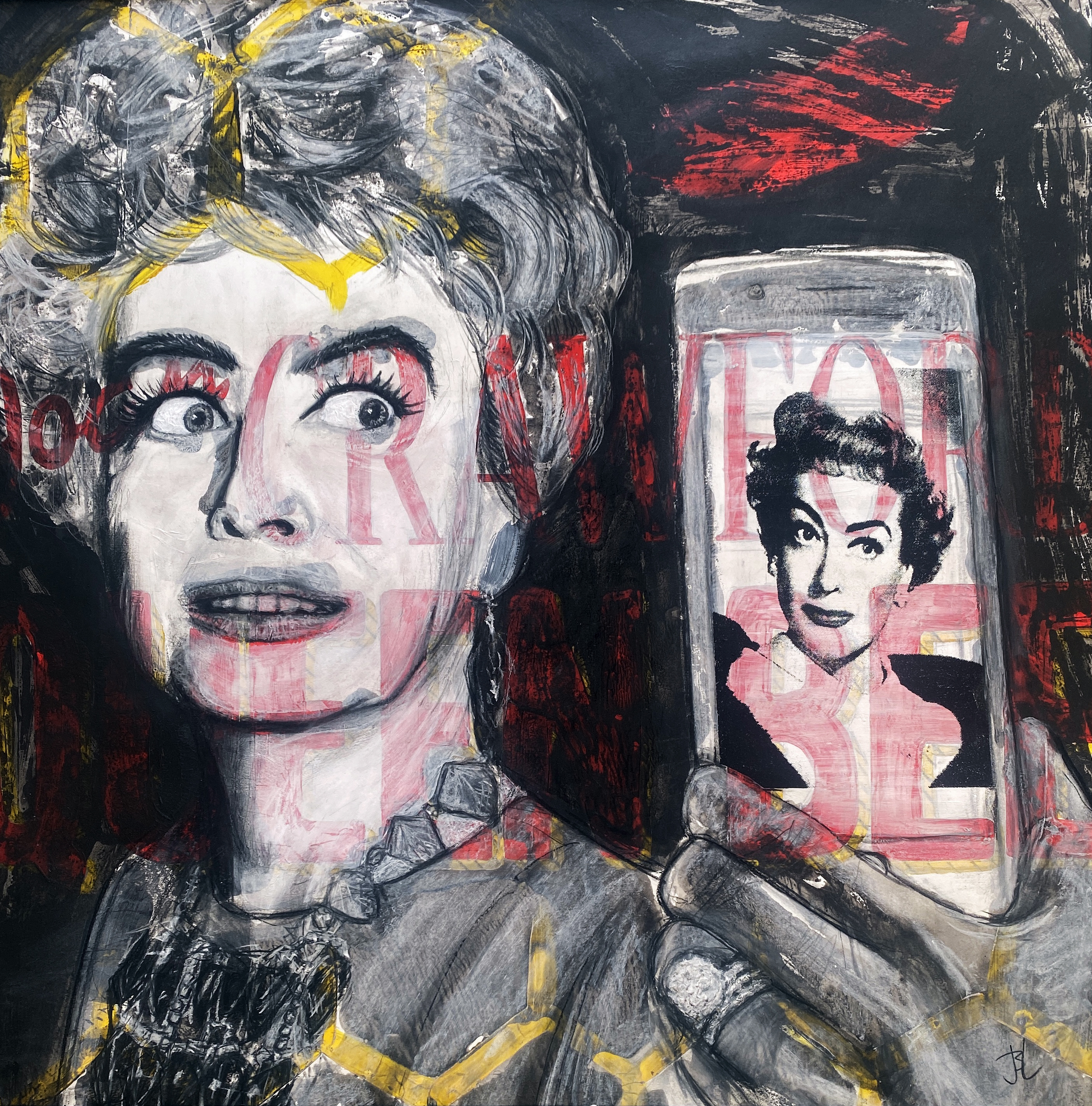 "QUEEN BEE"77 x 77 cmAcrylic, Conté crayon, pastel, charcoal, ink£1200 (FRAMED) ︎