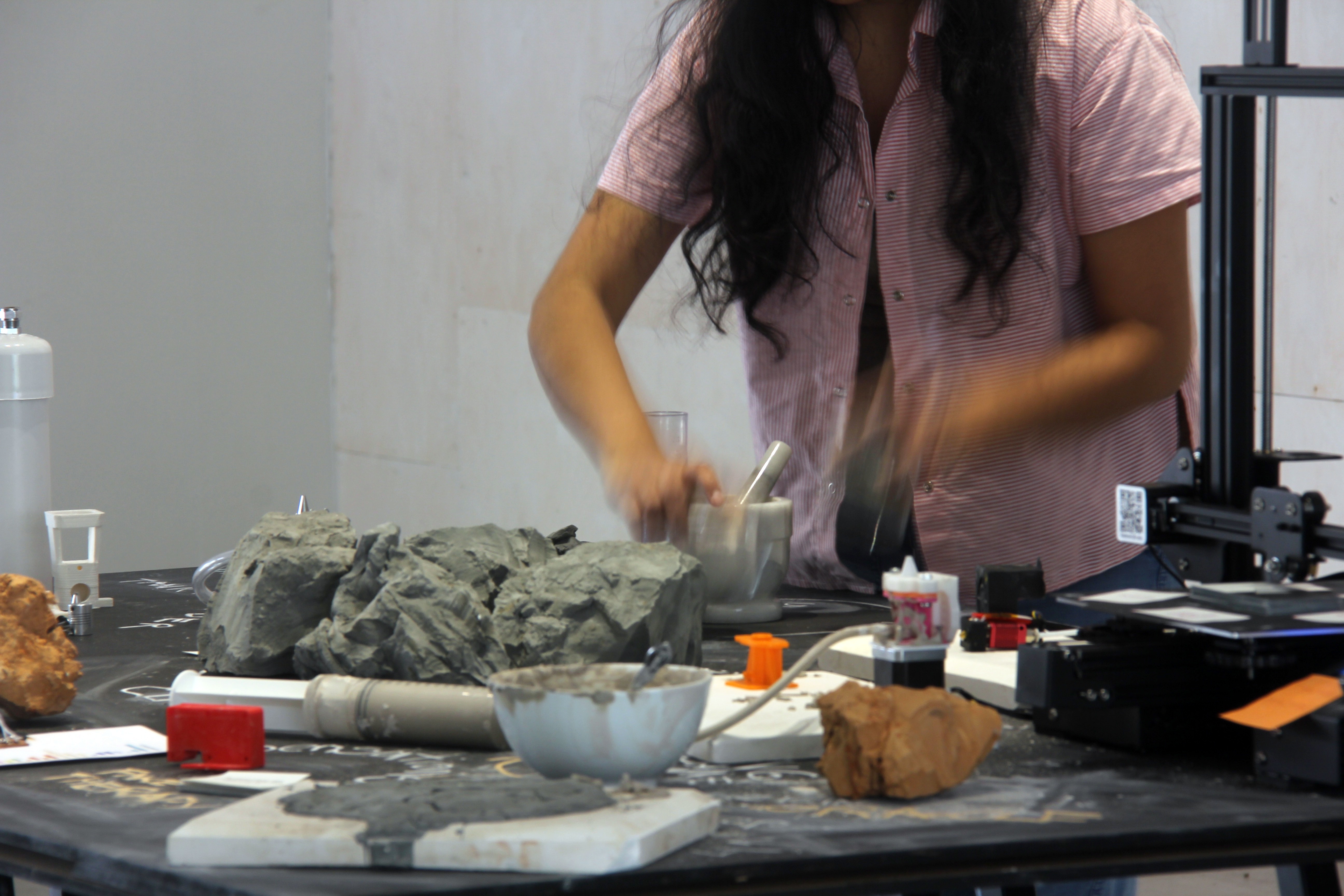 collage: clay+motor+3dprinter