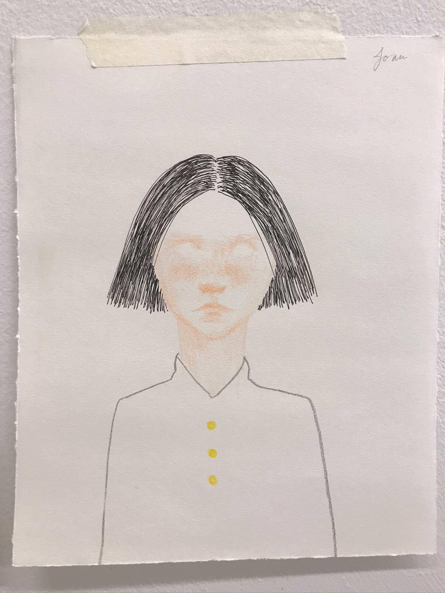 Joan, 2019. Pen and colored pencil on paper.