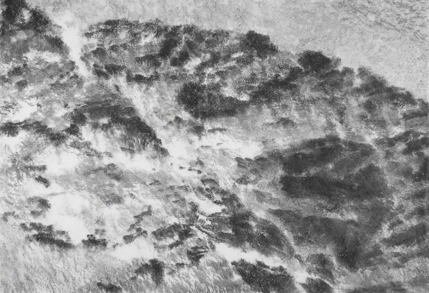 Mont analogue (XVI) [Analogous Mount (XVI)]Indian ink and methylcellulose on canvas140 x 200 cm, 2024