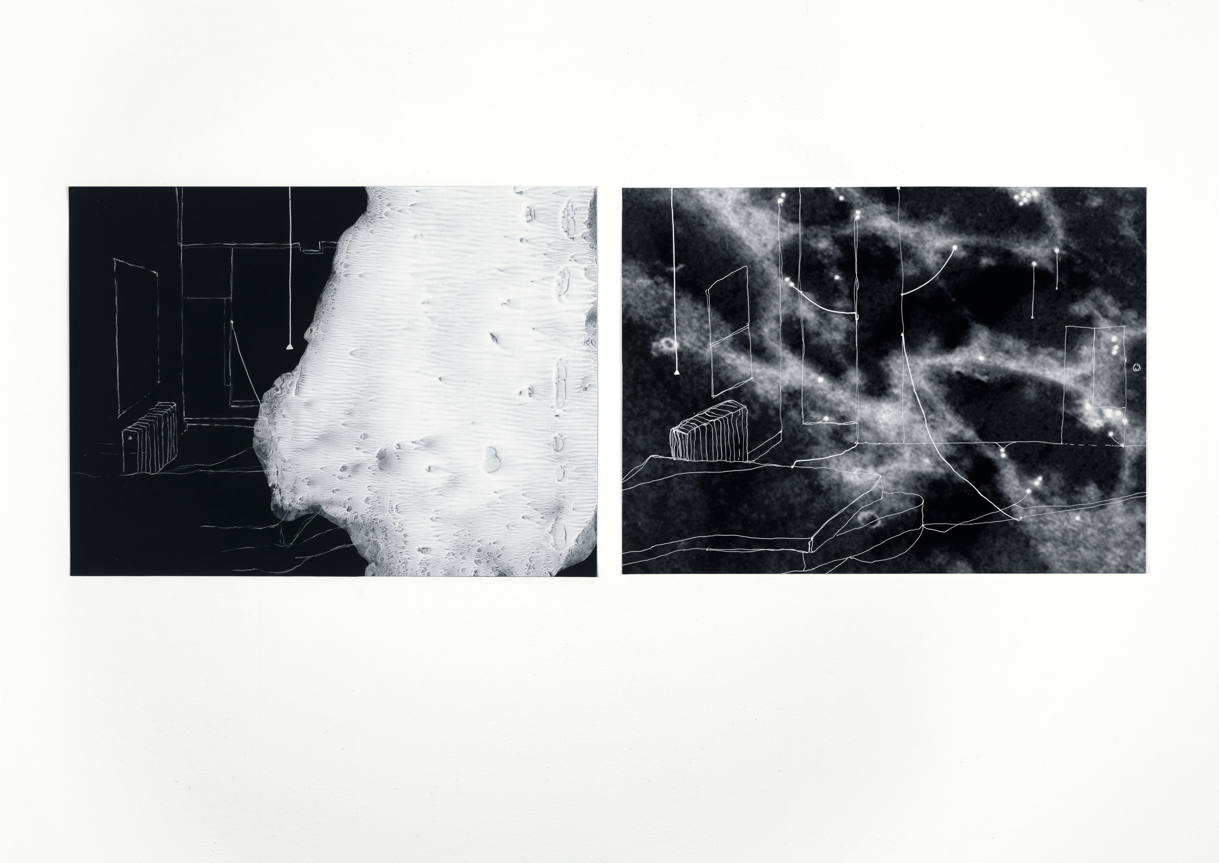 Portrait of Suzanne U. 3, 2011 Gouache pen on paper/inkjet print, acrylic paint on polyester 48 x 133 cm