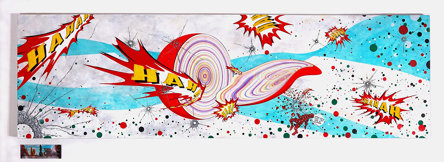 SpaceMaker 4 APRES CETTE PLUIE, 2024. 64 x 200 cm. Collage et peinture acrylique sur support rigide