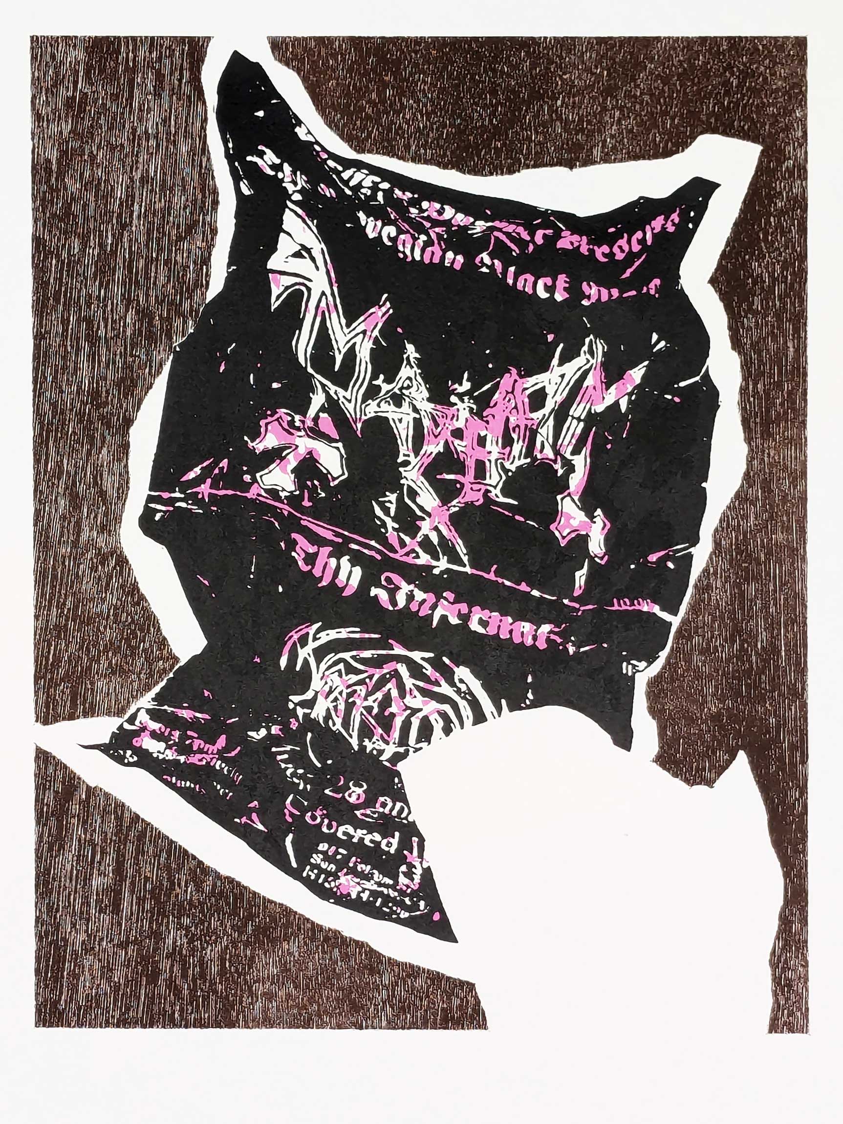 Dead as Dreams VI, 2024, woodblock and screenprint on paper, 510 x 360mm