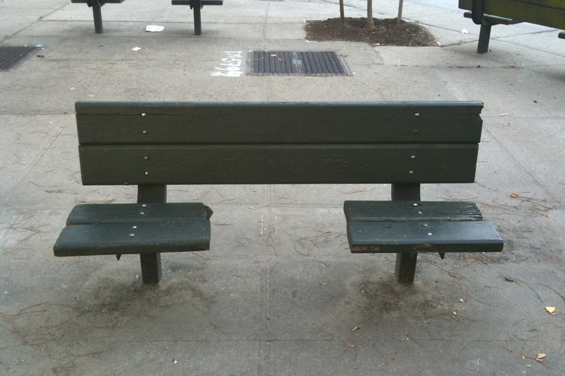 Figure 13: Various benches that are exclusionary to specific activities.