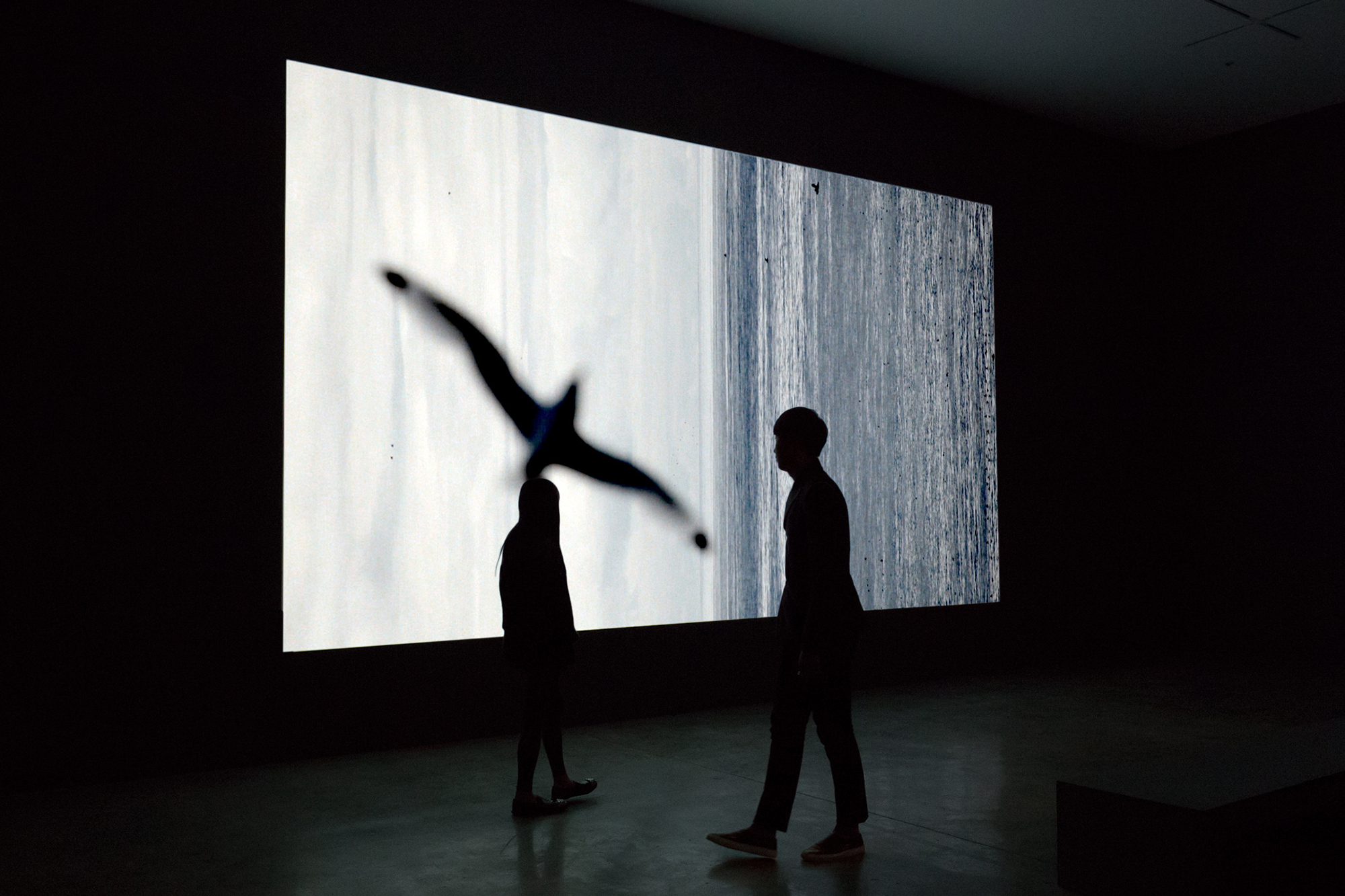 CircumSolar, Migration 3, 2013; single channel video projected at architectural scale, color, sound by Drew Schnurr; 11 × 22 feet, 17:46 minutes. Installation view at ‘REALSPACE,’ Williamson Gallery, Pasadena, California, 2014.