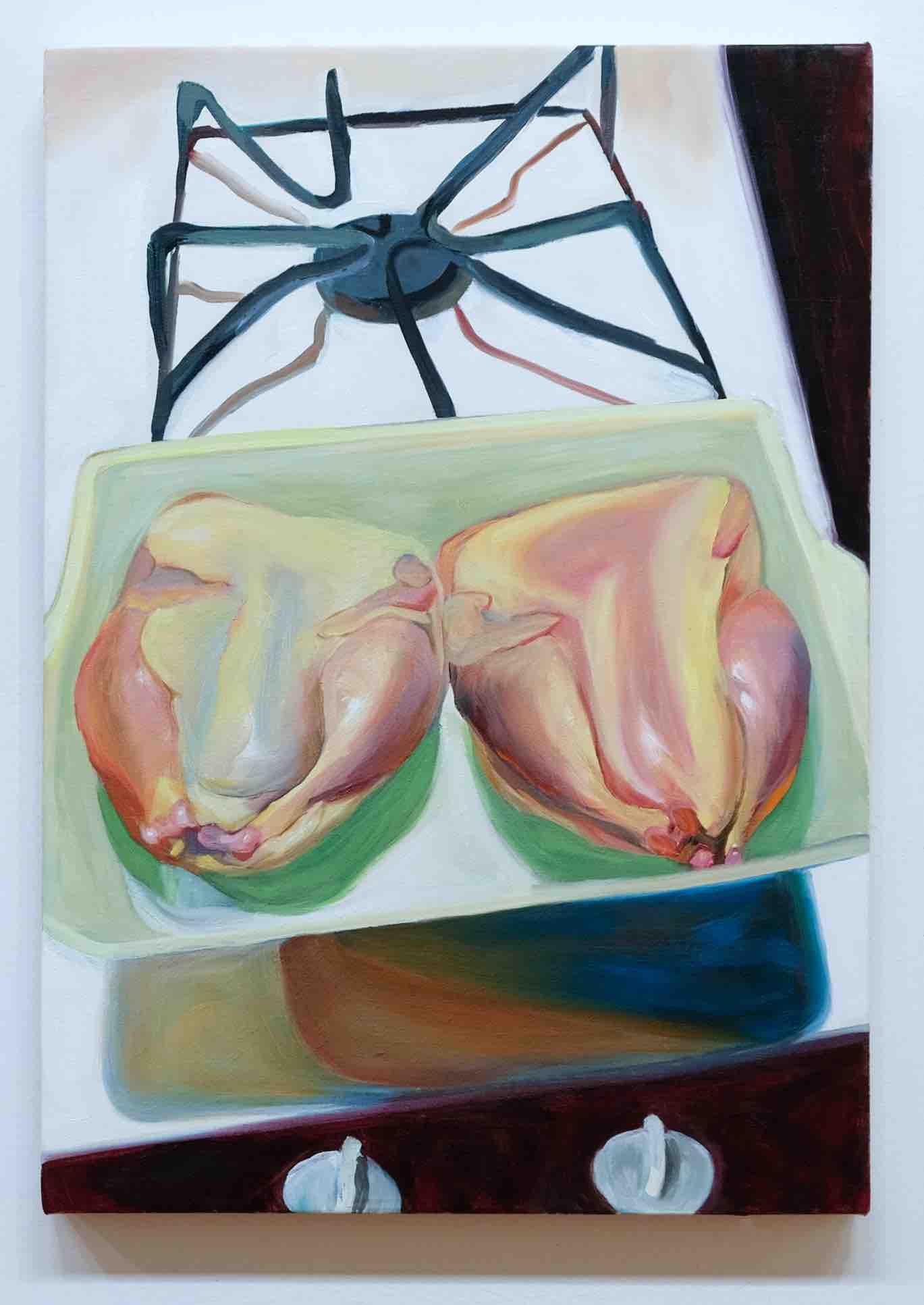 Two poussins, oil on linen, 20 x 14 inches, 2021