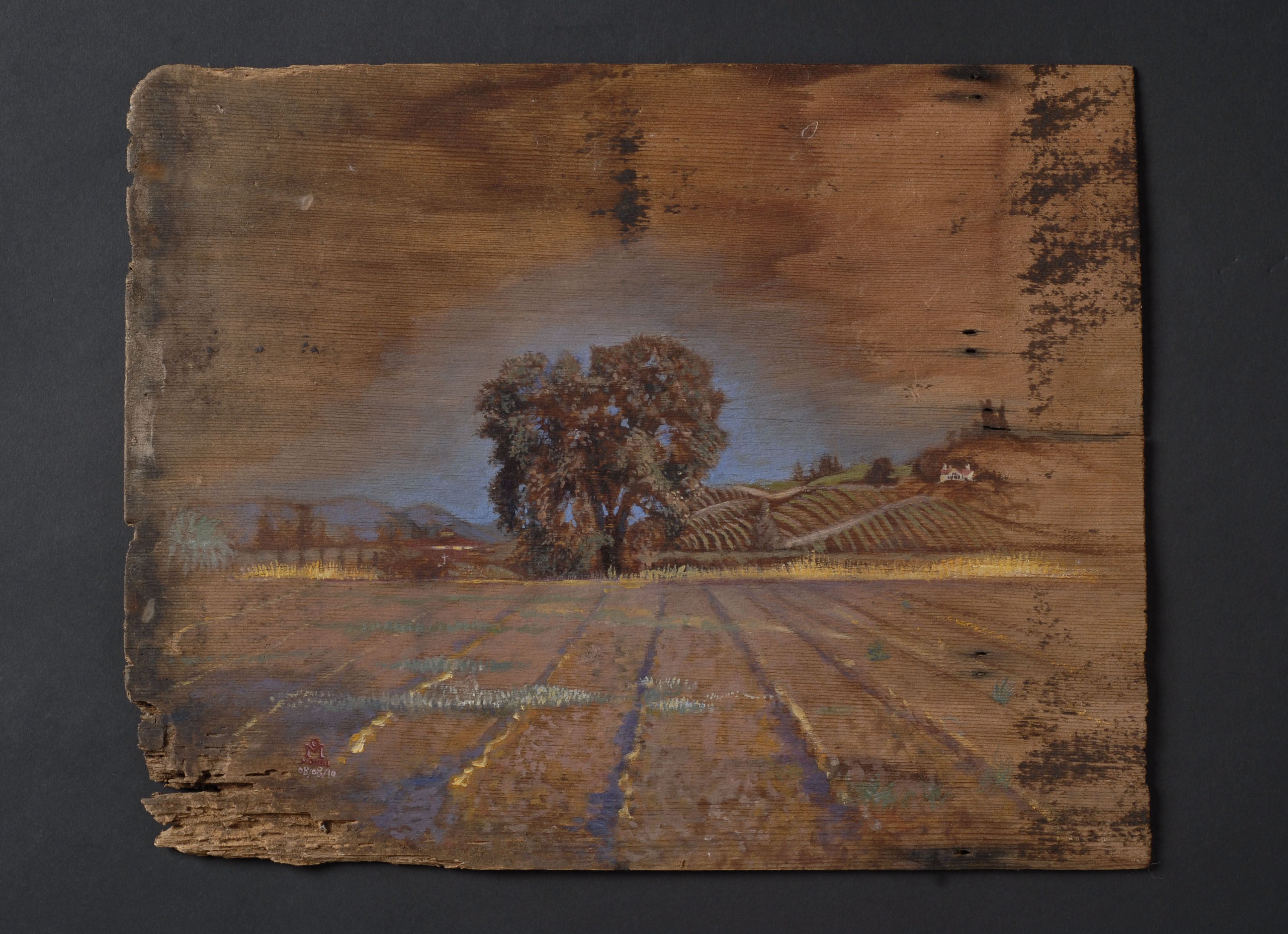 Plein Air #3, oil/cedar shingle