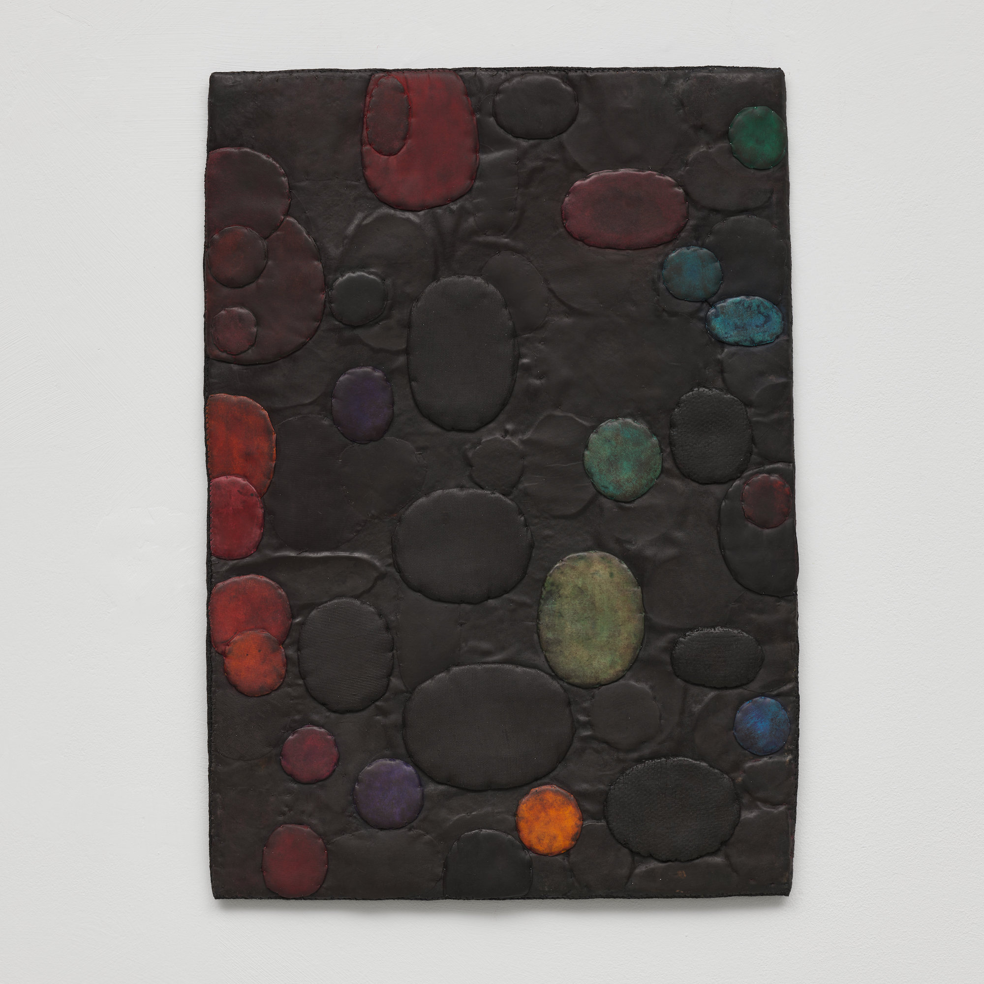 ’Coloring Black’, 2025. Oil and wax on silk and felt. 46 x 32 cm 