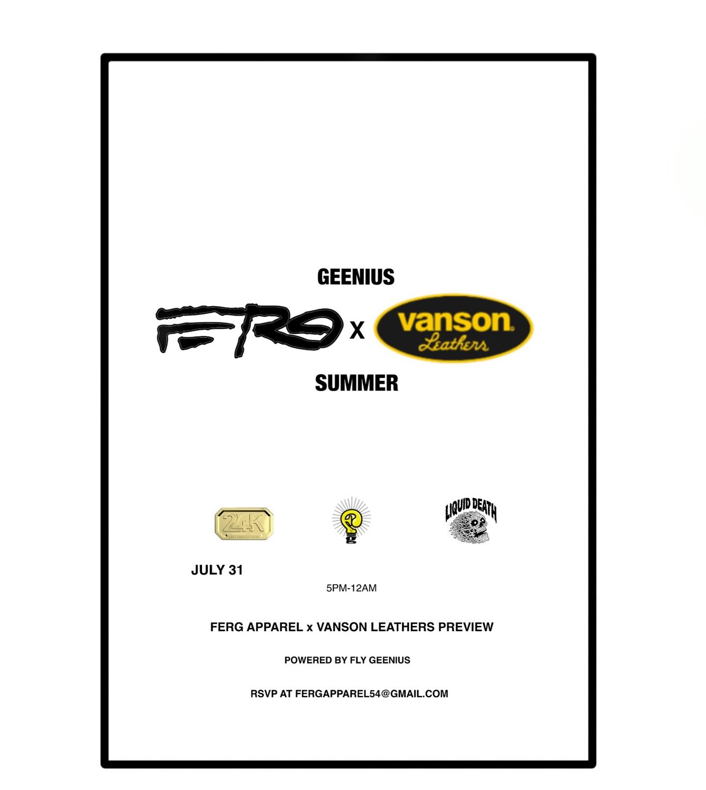 Fly Geenius X Vanson X FERG Present Summer Concert Series