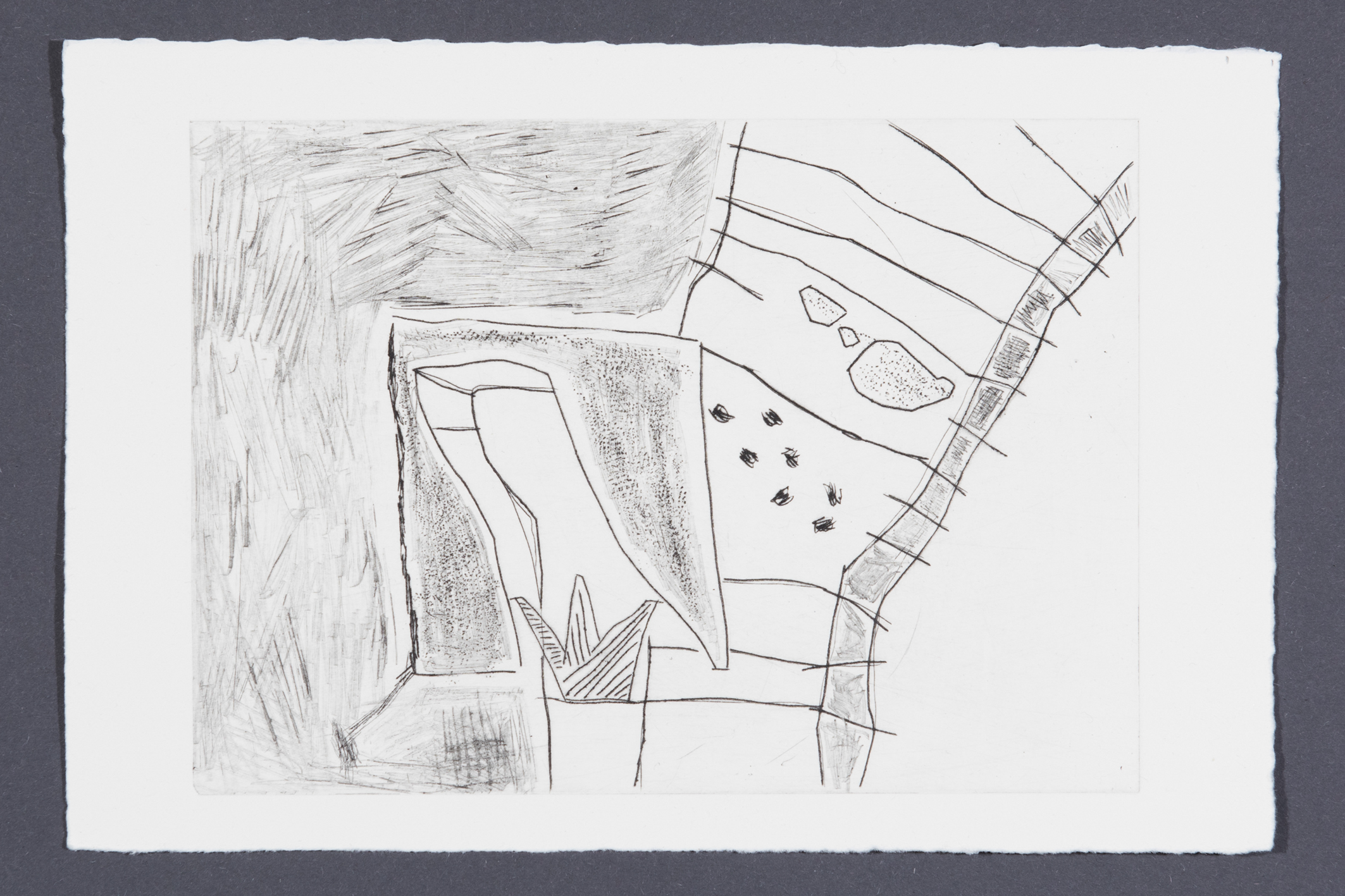 Lines and Shapes (2017), Drypoint on acrylic glass, each 15 x 21cm