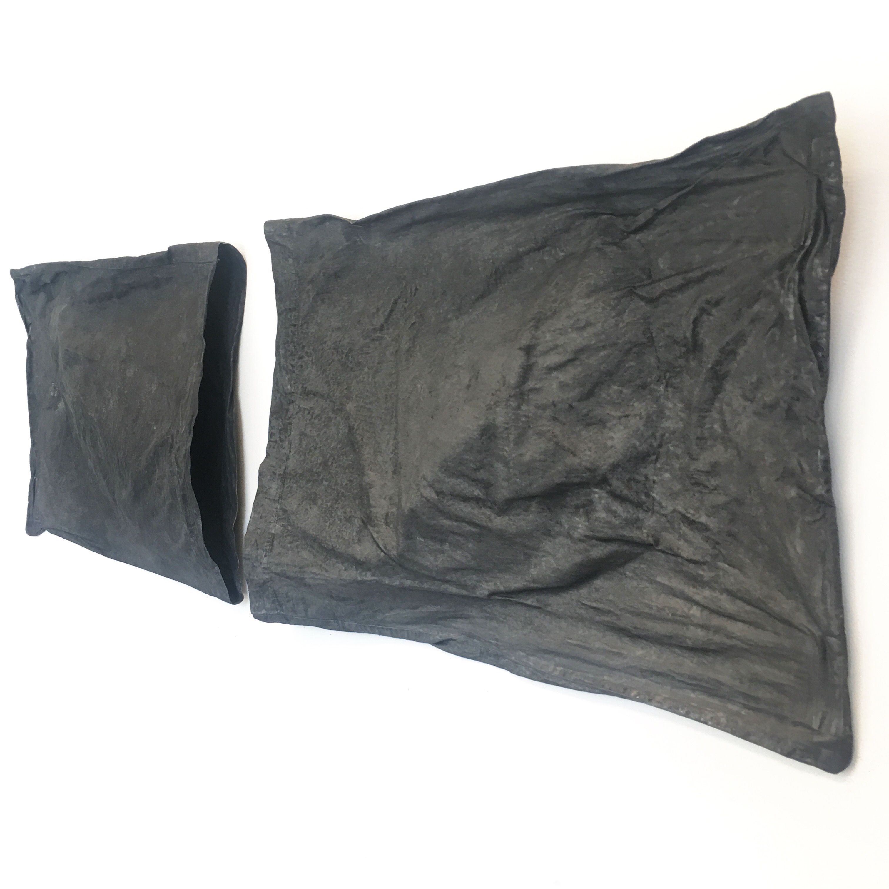 Drawing of Our Pillows (Your Pillow, My Pillow), 2019, your pillowcase, my pillowcase, latex paint, graphite, skin cells