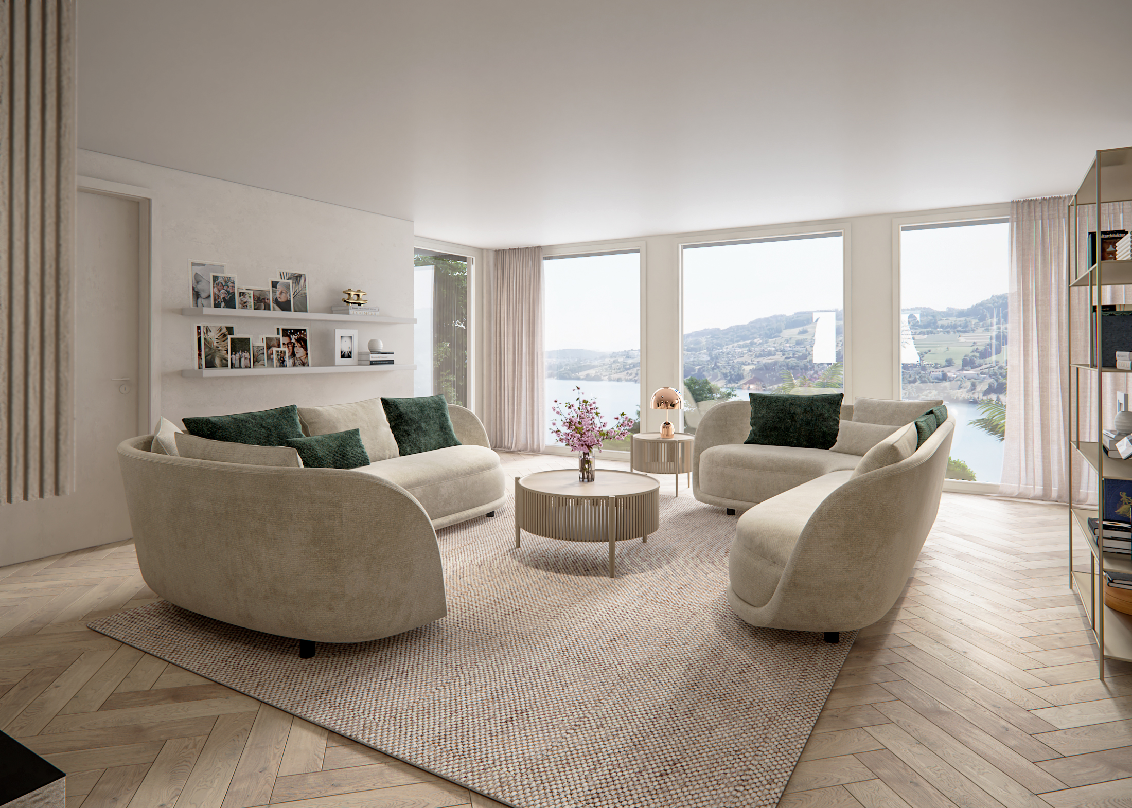 Rendering Lounge Obergeschoss Seesicht