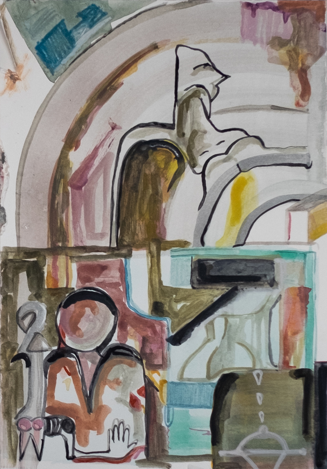 peeing on the curse, 7 x 10 in. 