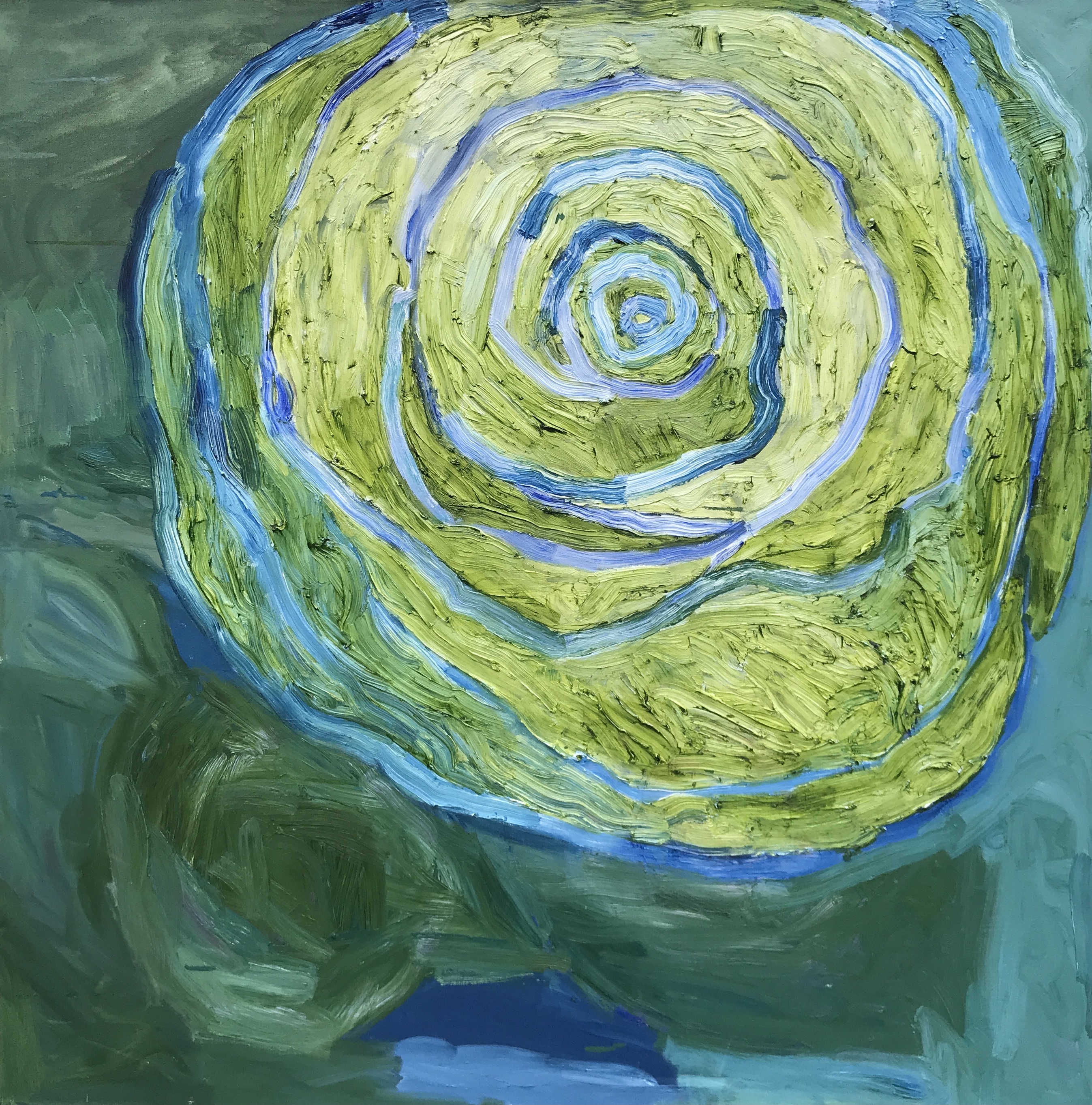 Whirling camellia, 2022, oil on canvas, 48"x 48" in