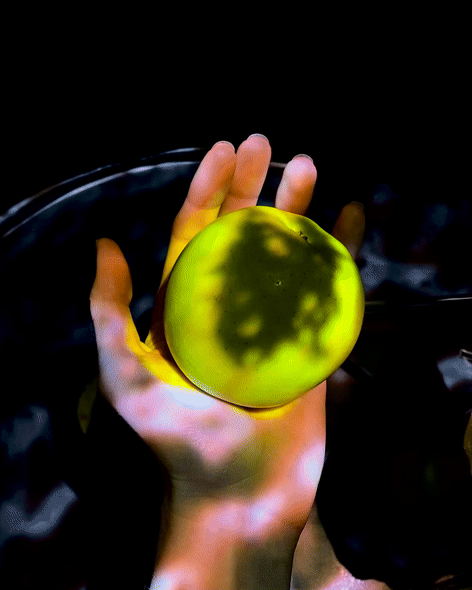 Hand-painted and 3D-modelled moving projections