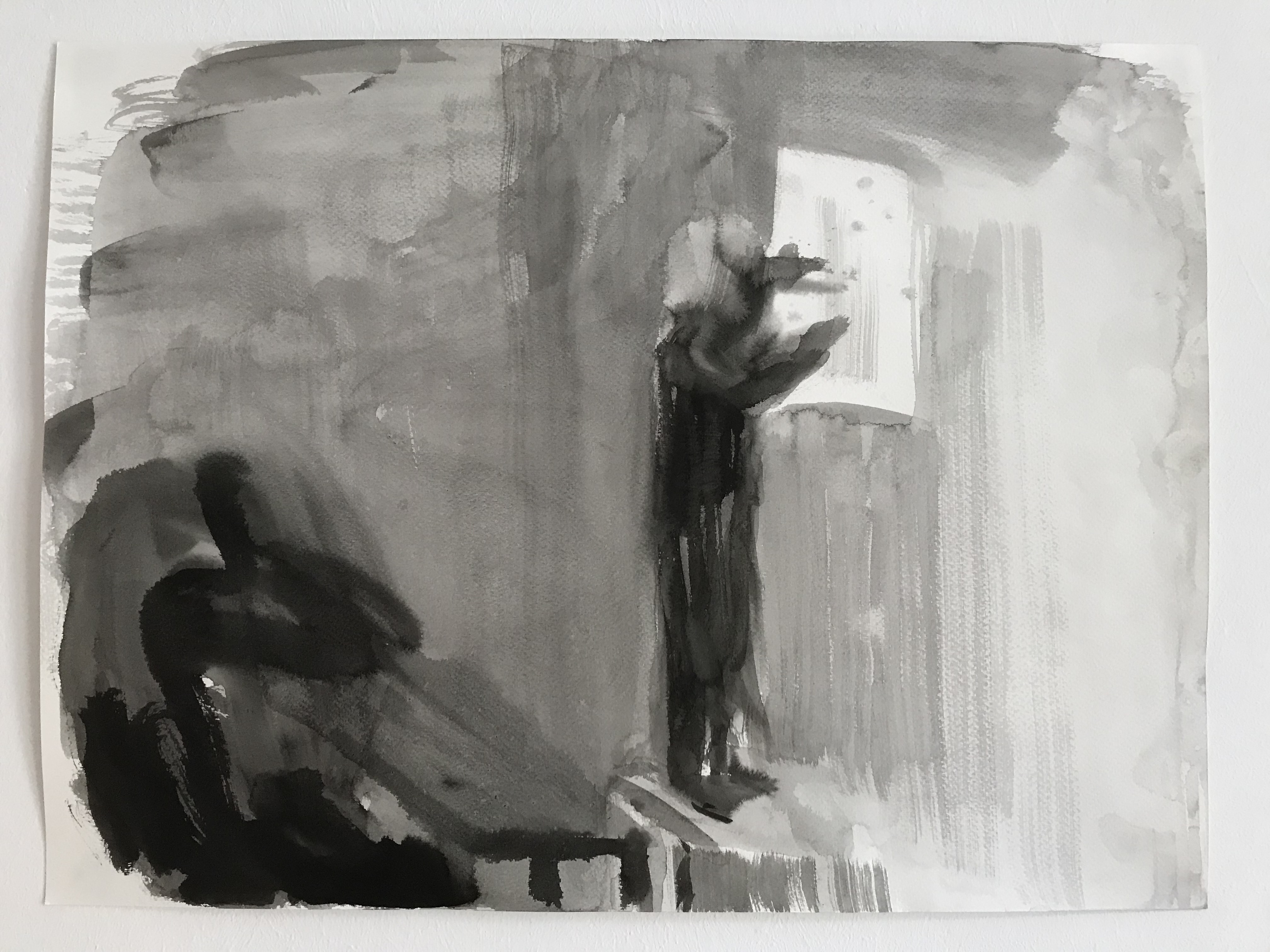 With A in the studio, 2020, ink on paper