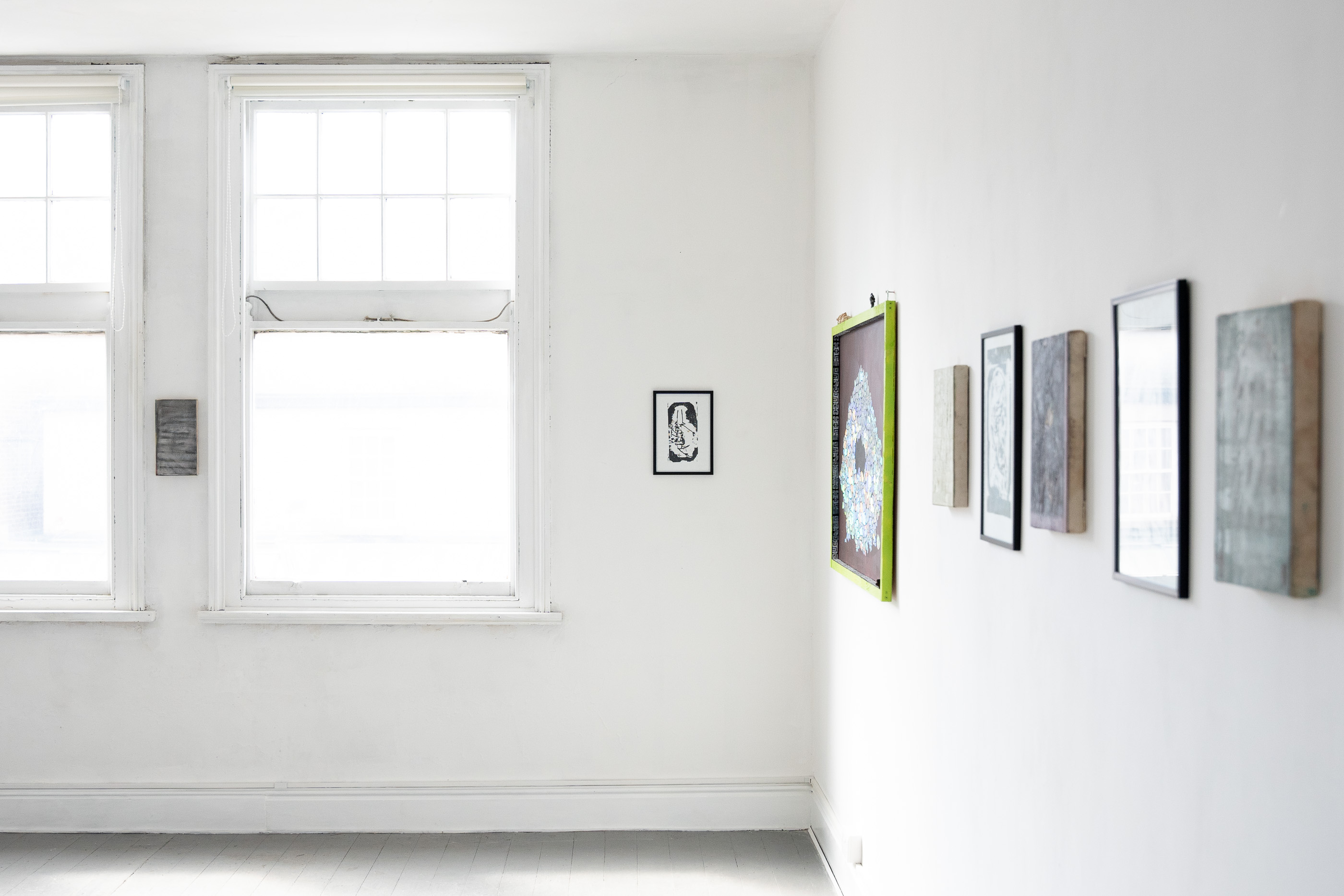 Tayler Fisher - D.H.Y. in show - Trace Gallery - Surface Series Signs - Painting collage assemblage