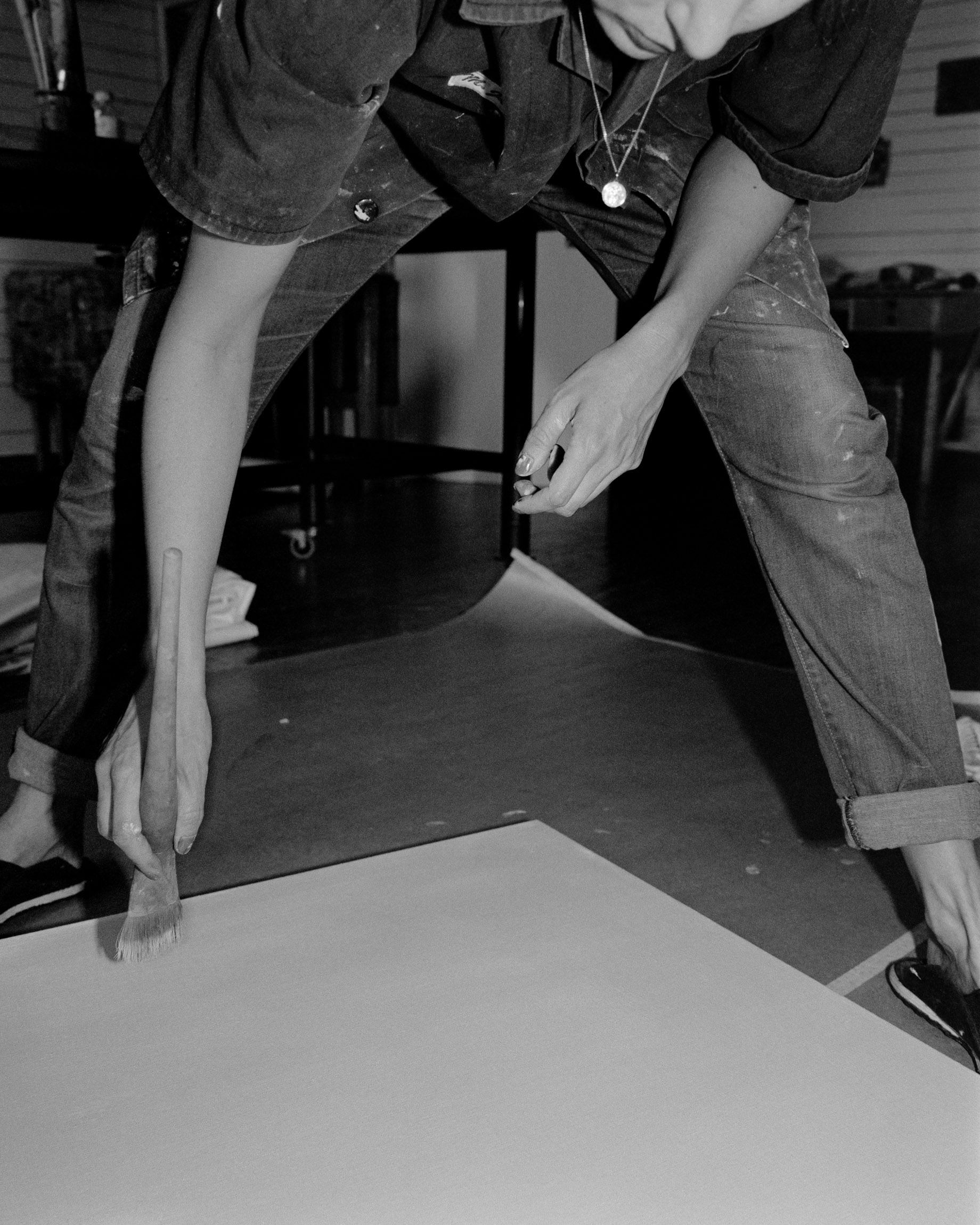 Jannides working in her studio