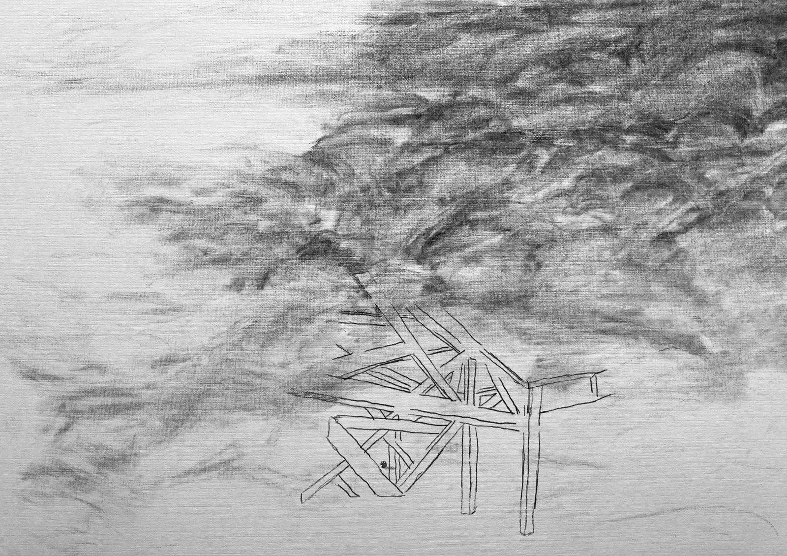 Rhizome - Adel Bentounsi - La récolte II, 2022 - Dessin sur papier - 50 x 30 cm - Courtesy de l'artiste et Rhizome