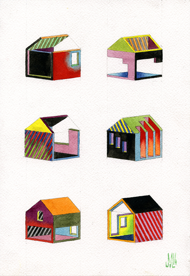 Mini Station Temples VWatercolor and graphite on paper, 7.125x10.25"2014