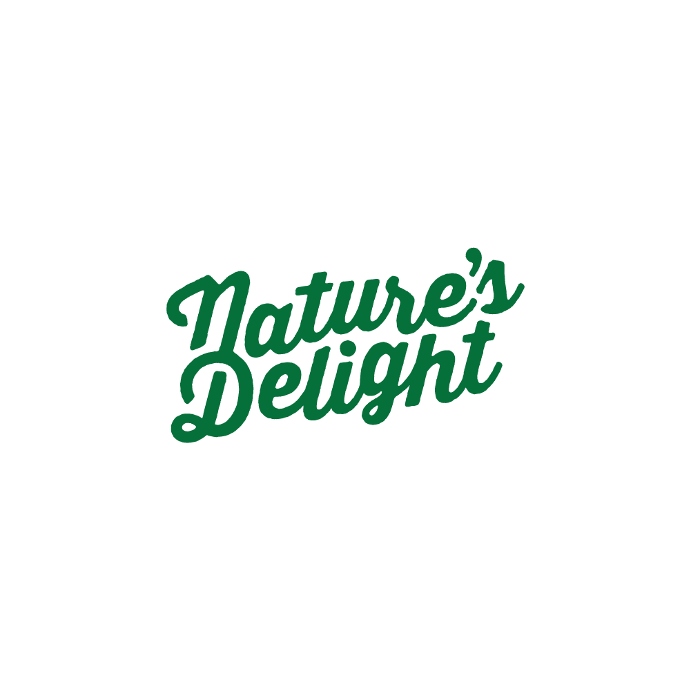 Green natures delight logo on white background