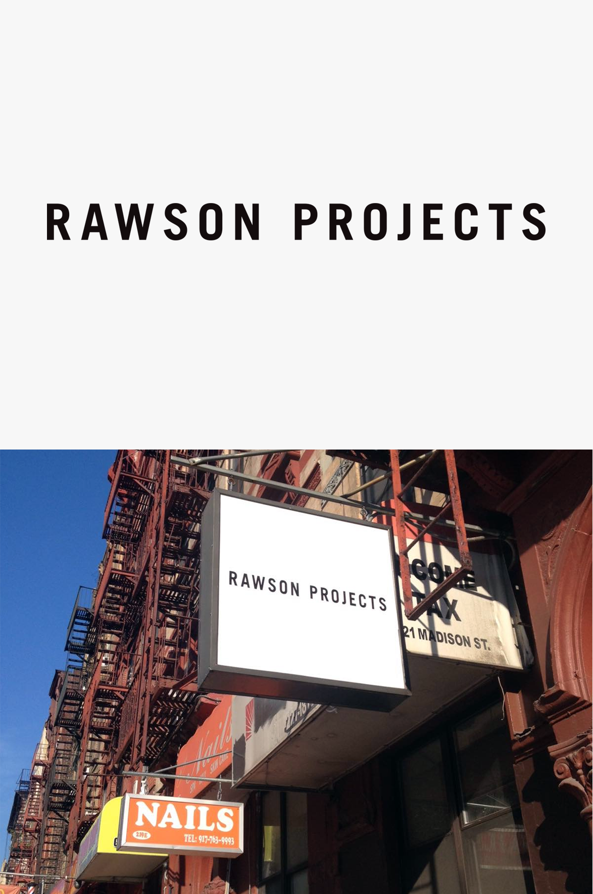 Rawson Projects; identity, environmental graphics, catalogue and announcement design