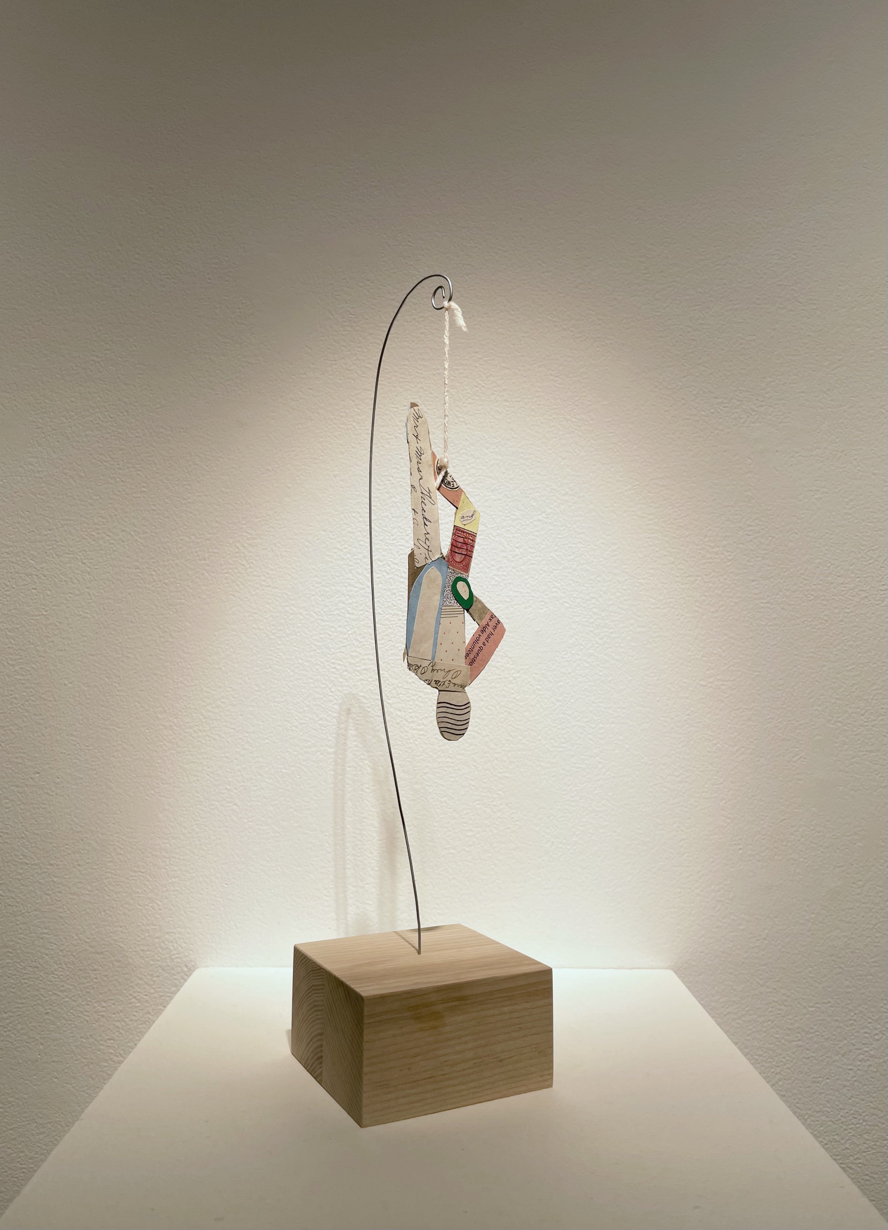 Michael Doyle, 'The Hanged Man (a letter to the other side)', 2025, Paper collage, string, wire on wood base 