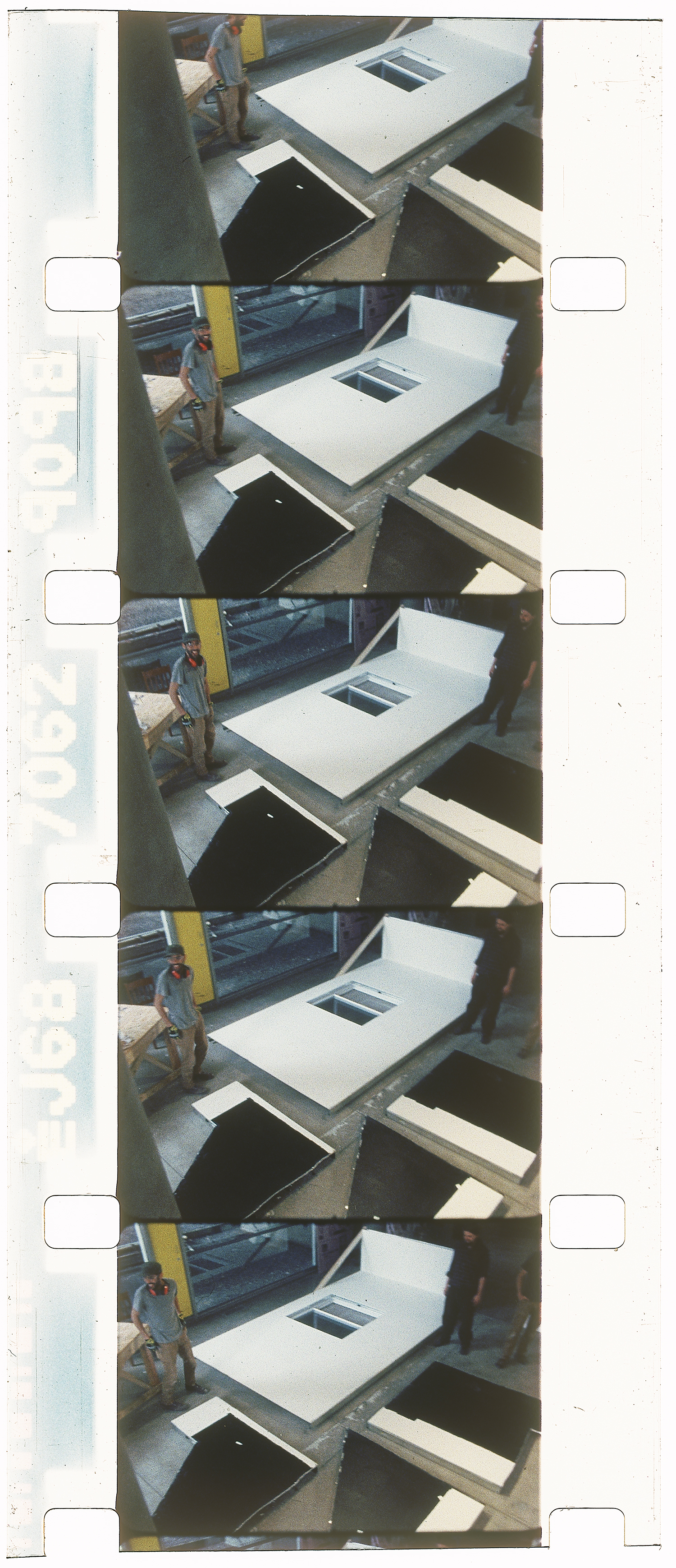 Billy Orman cutting up the Blue Room, 2017. 16mm film, color, silent, TRT: approx. 3 min.