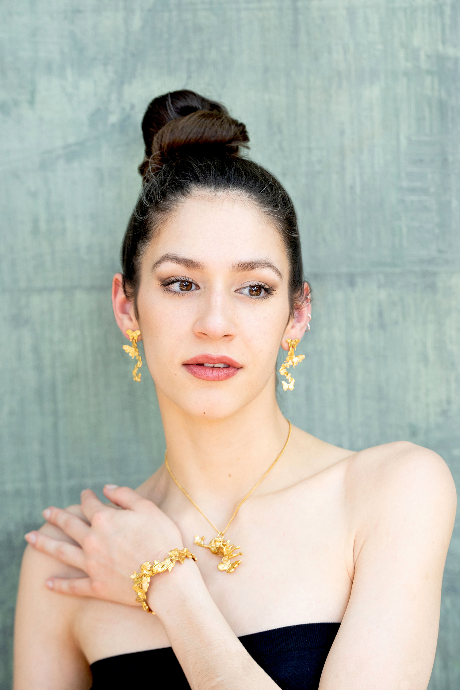 Butterfly Wind Earrings Gold View 9 by Angela Mia